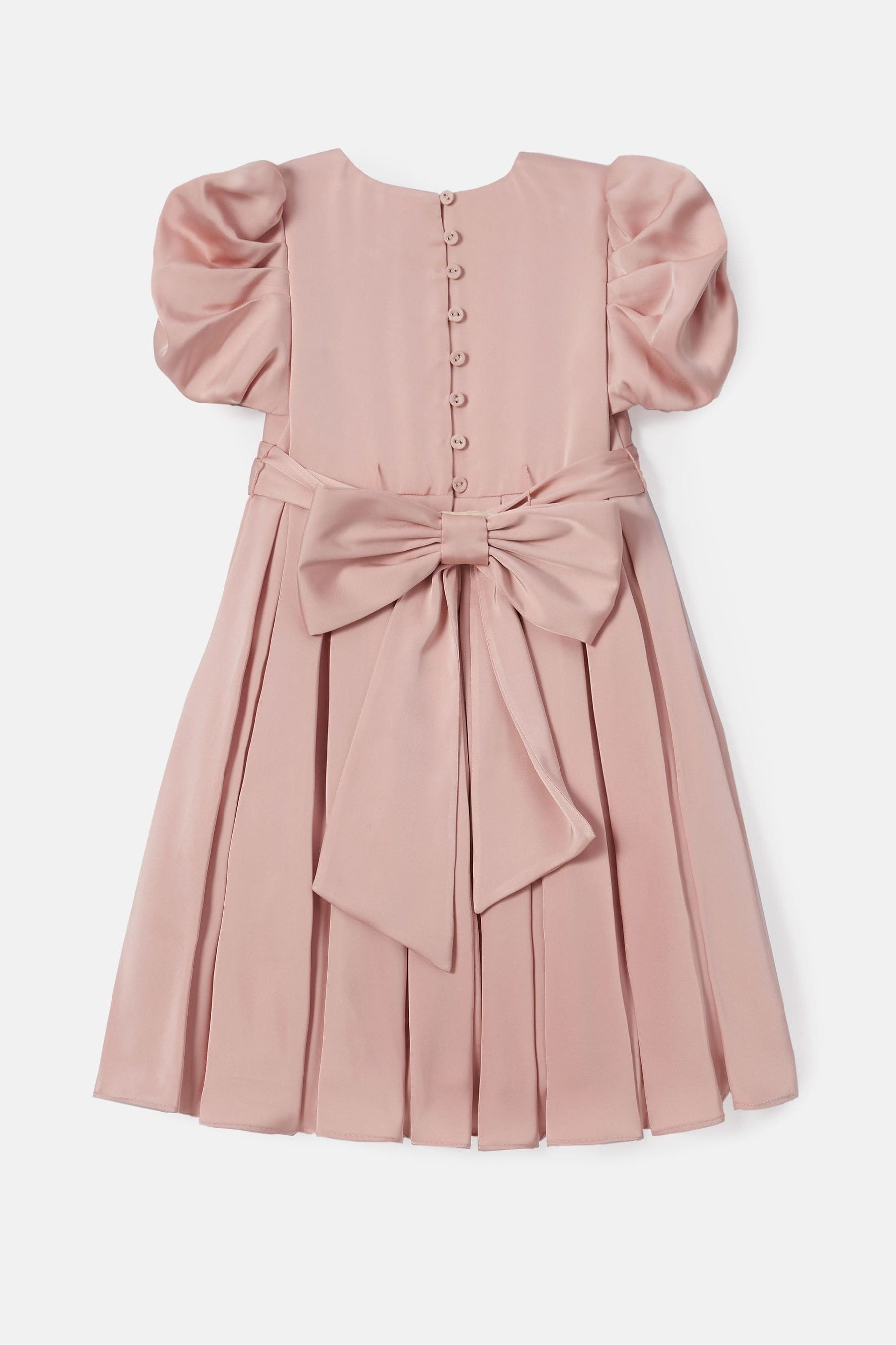 Angel & Rocket Blush Pink Portia Pleated Bodice Bow Dress