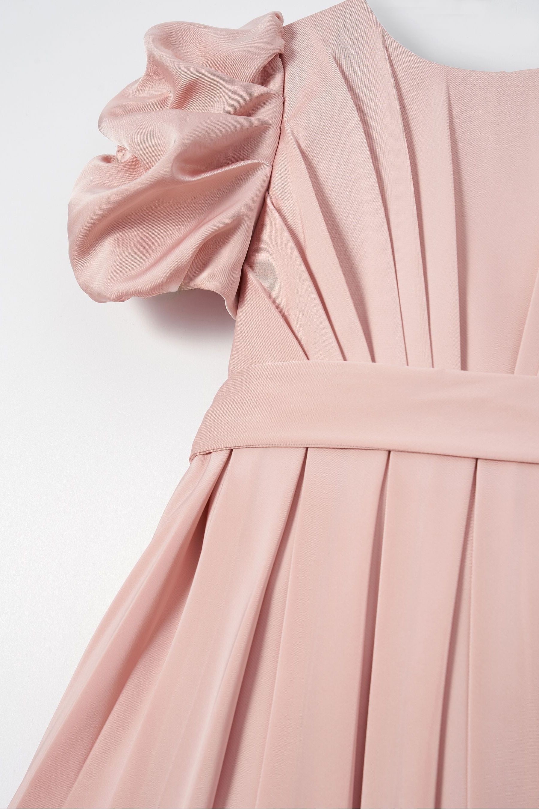 Angel & Rocket Blush Pink Portia Pleated Bodice Bow Dress