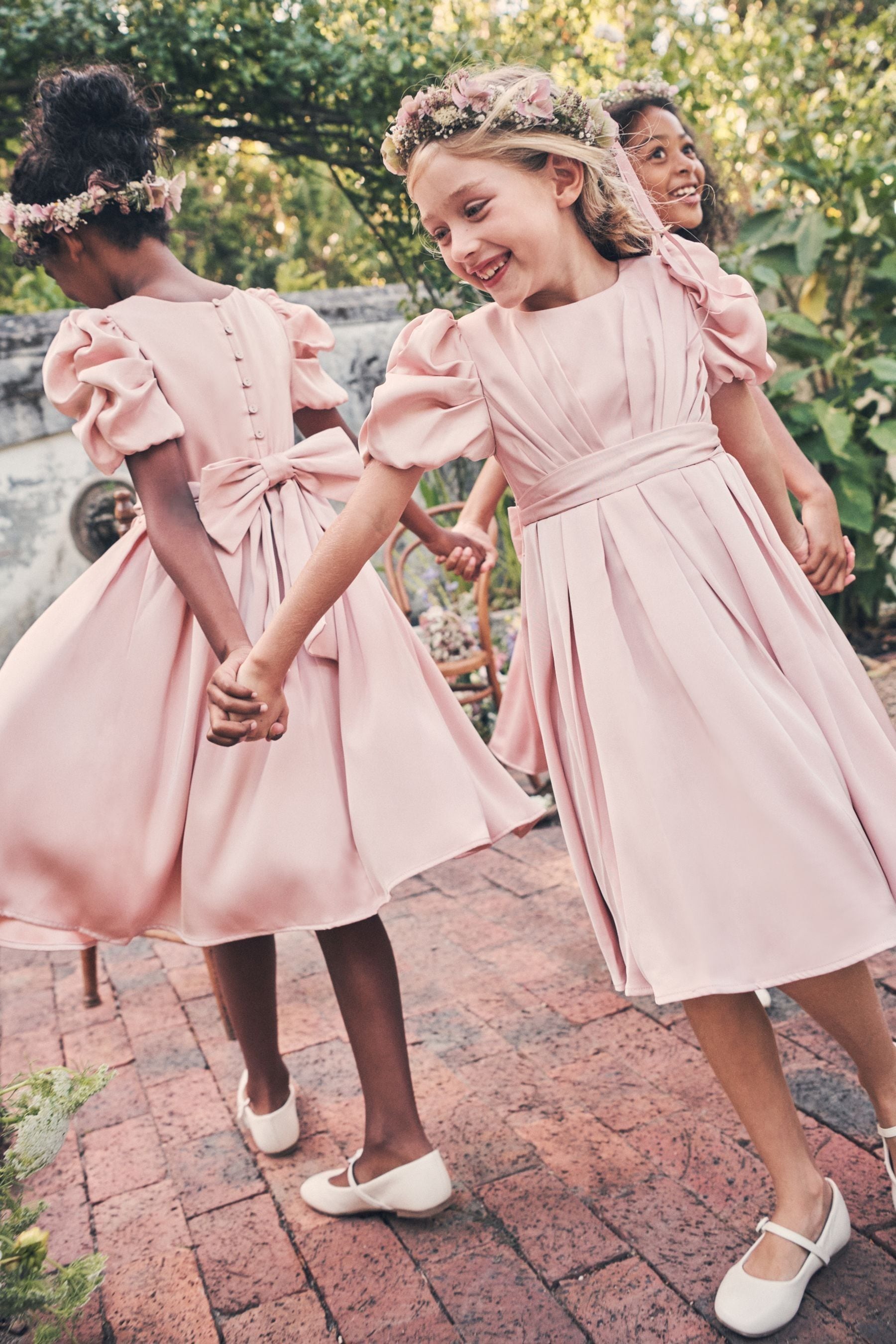 Angel & Rocket Blush Pink Portia Pleated Bodice Bow Dress