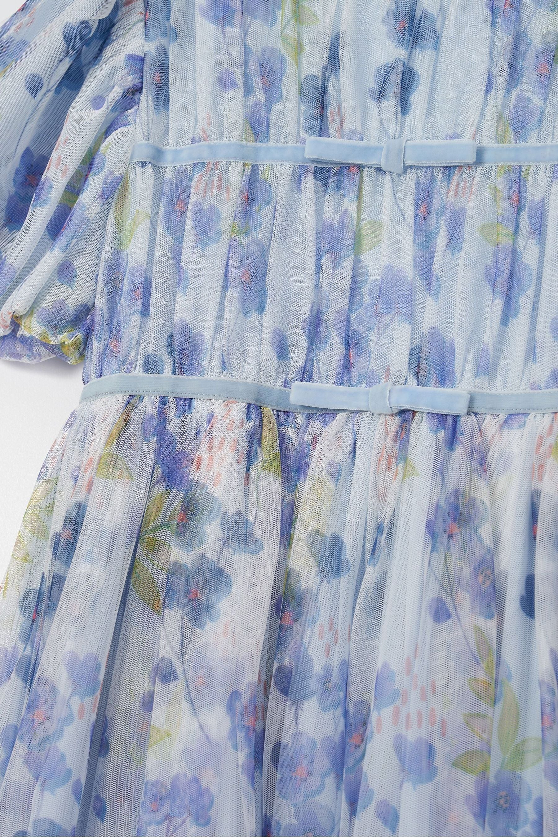 Angel & Rocket Blue Mina Printed Mesh Dress