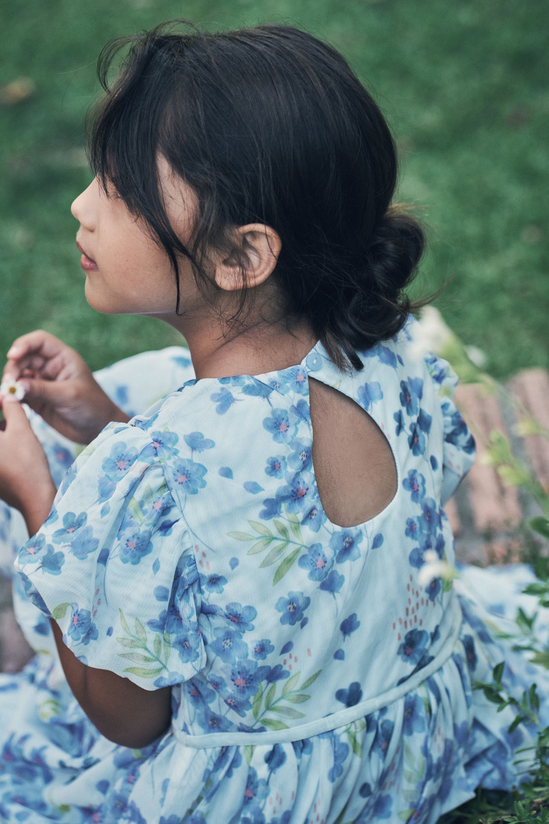 Angel & Rocket Blue Mina Printed Mesh Dress