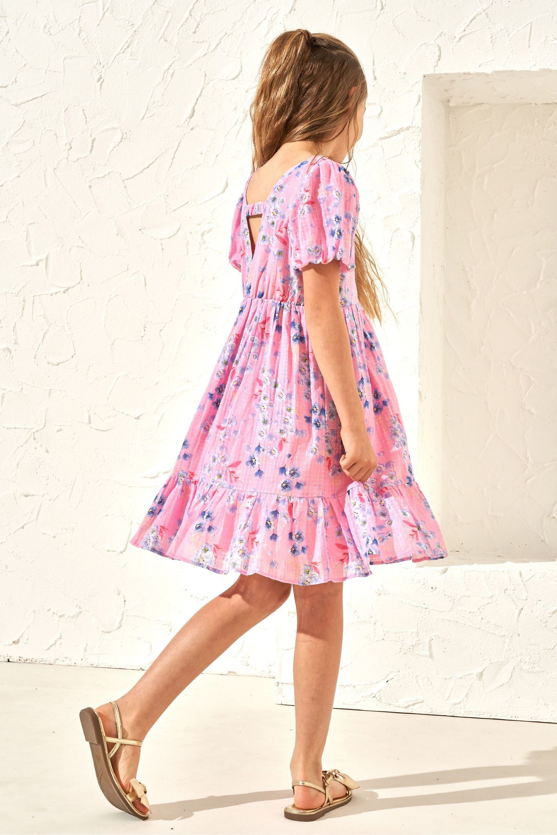 Pink Angel & Rocket Simone Textured Print Dress