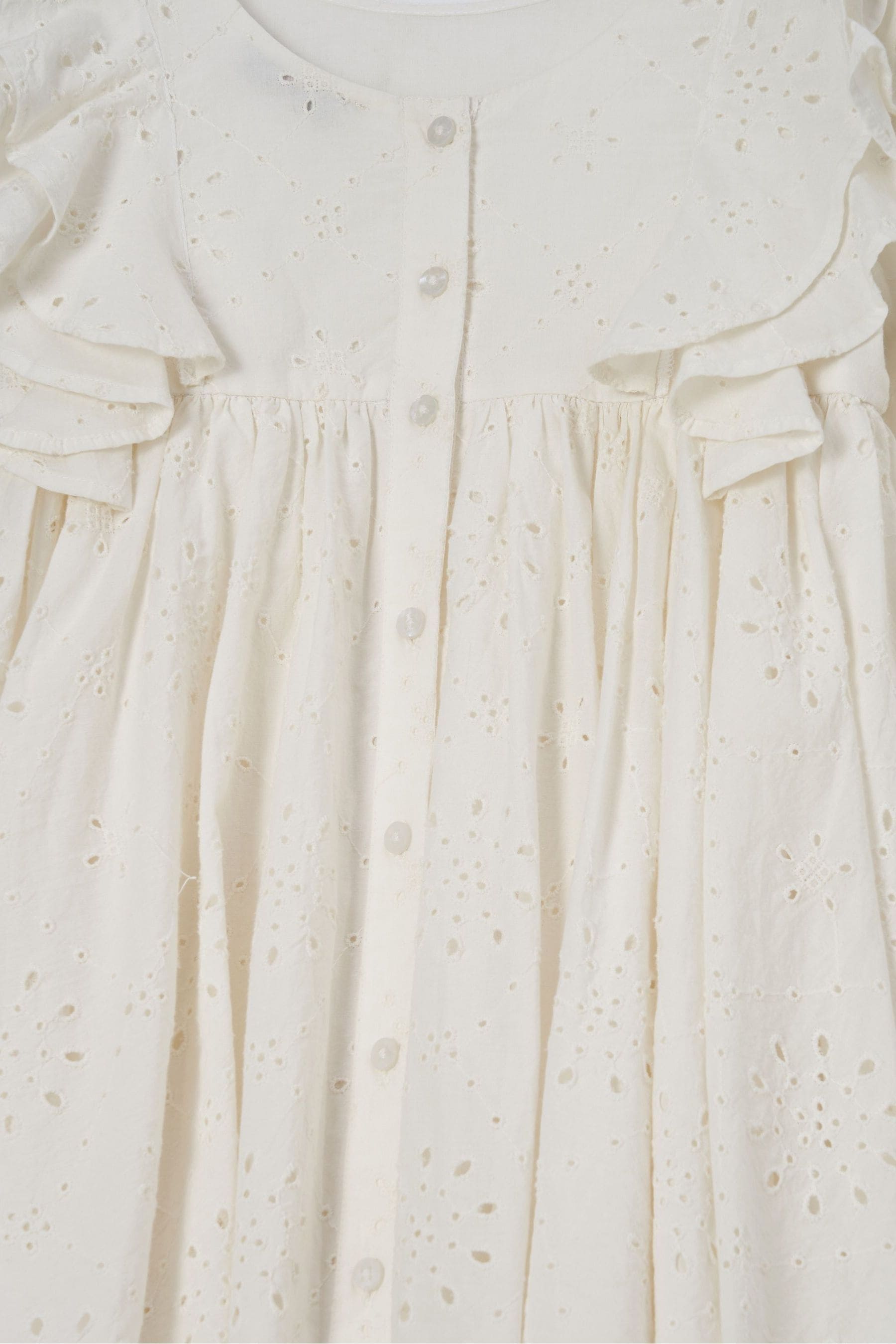 White Angel & Rocket 100% Cotton Broderie Alessandra Ruffle Dress