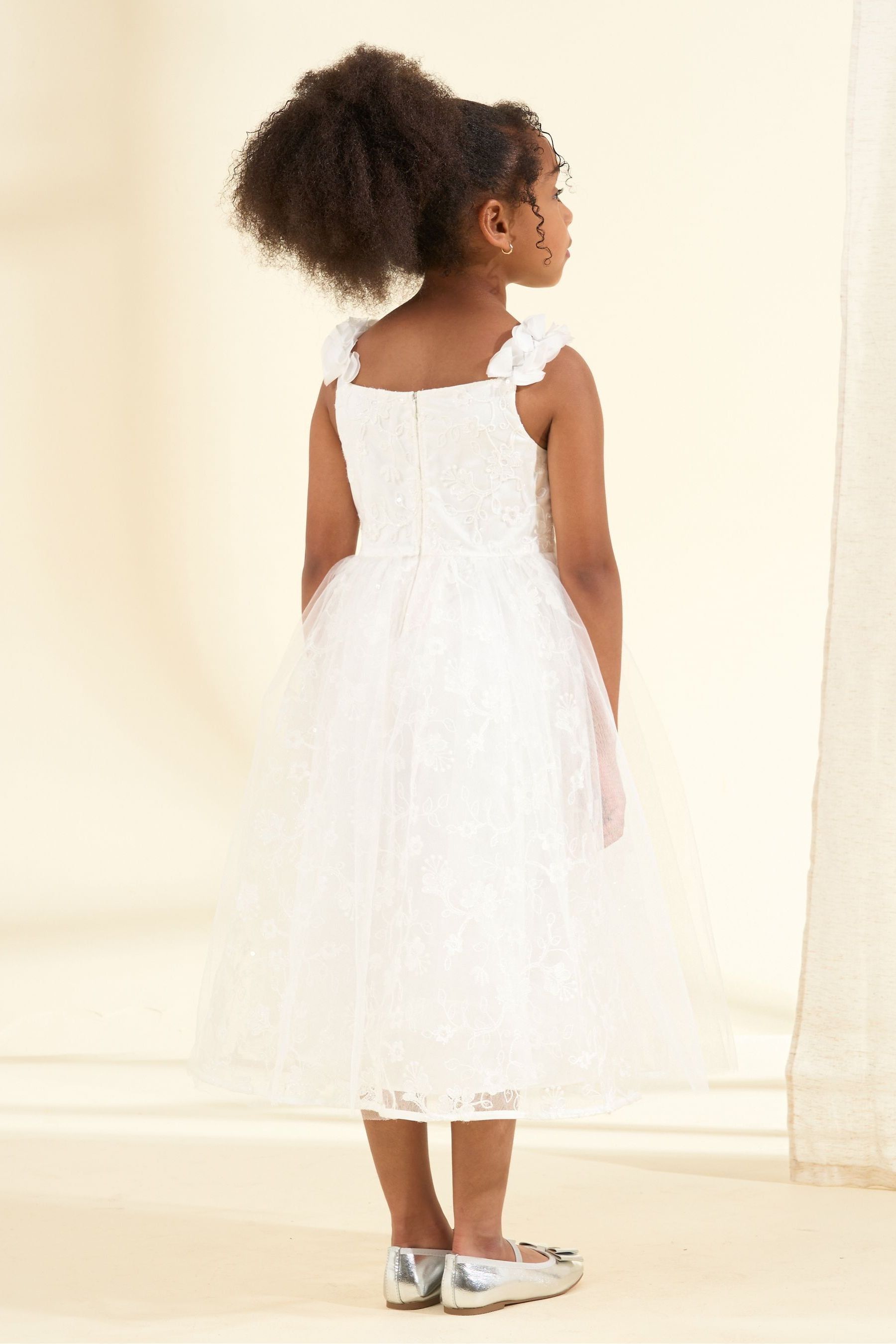 Angel & Rocket White Sparkle Embroidered Olivia Dress