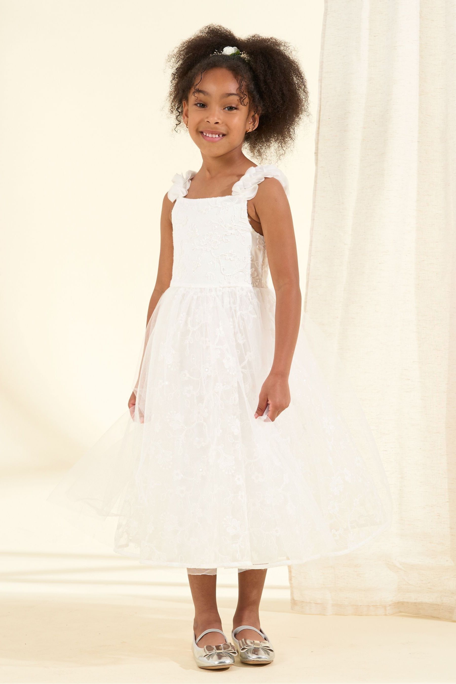 Angel & Rocket White Sparkle Embroidered Olivia Dress