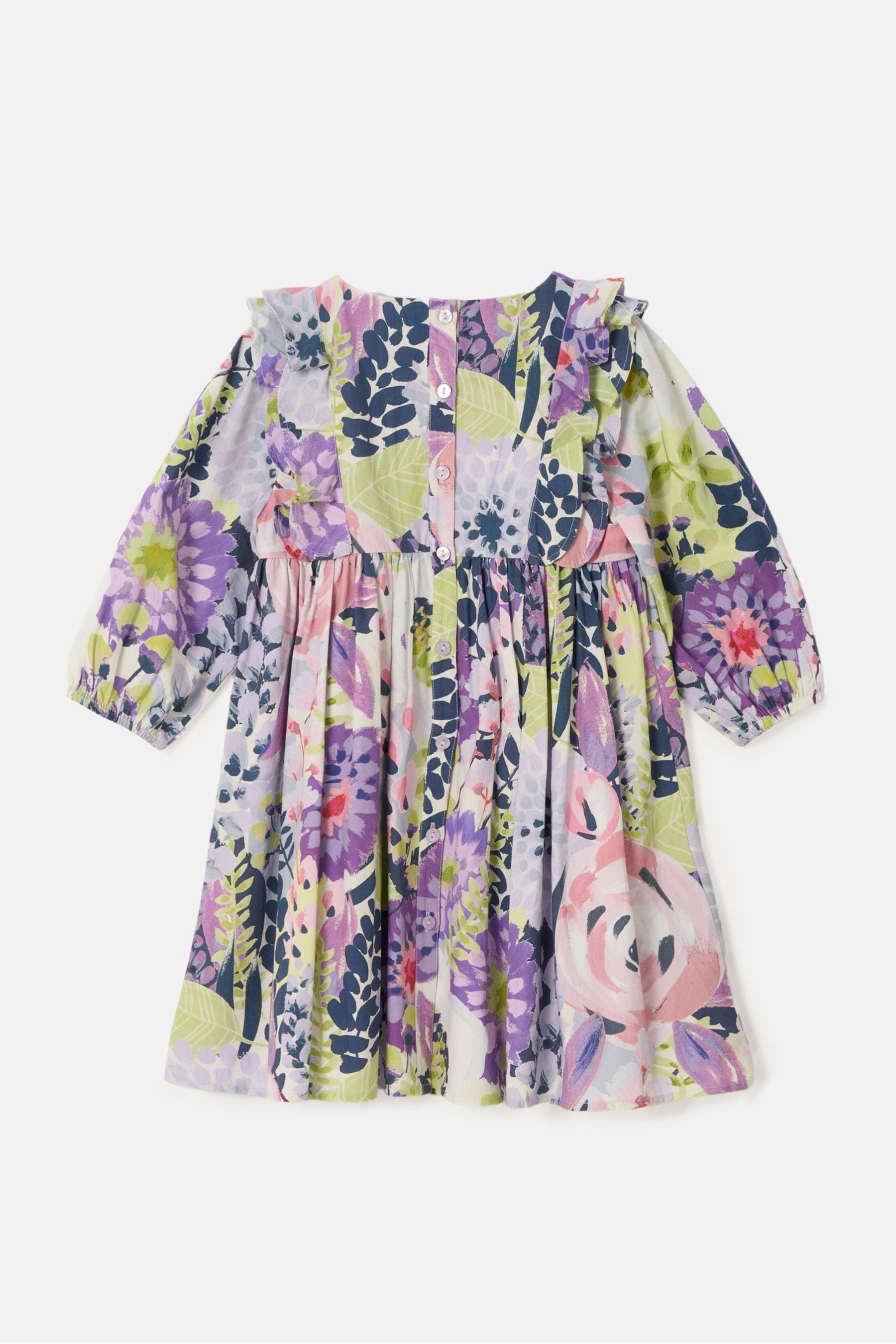 Purple Angel & Rocket Ellie Ruffle Print Dress