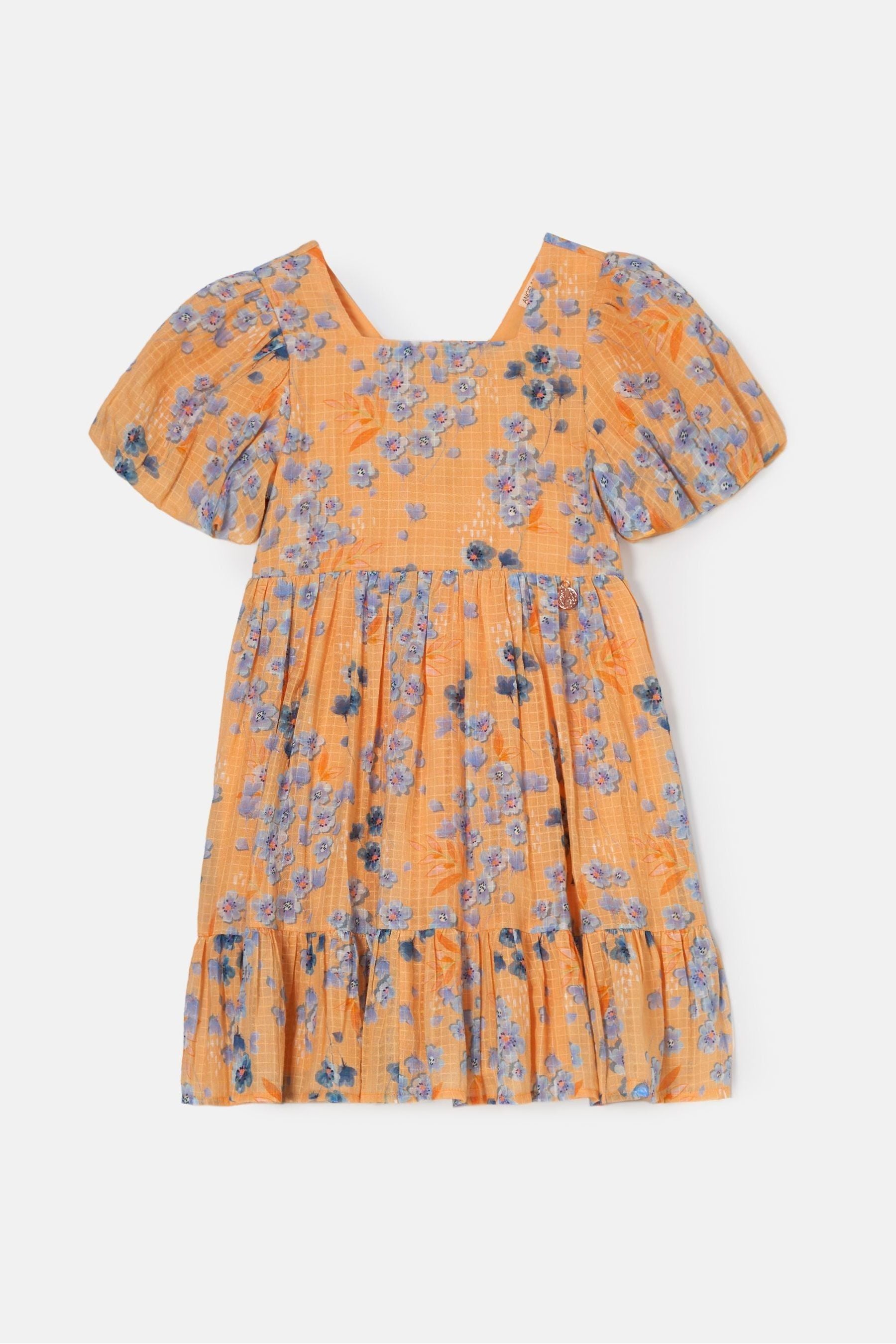 Orange Angel & Rocket Simone Textured Print Dress