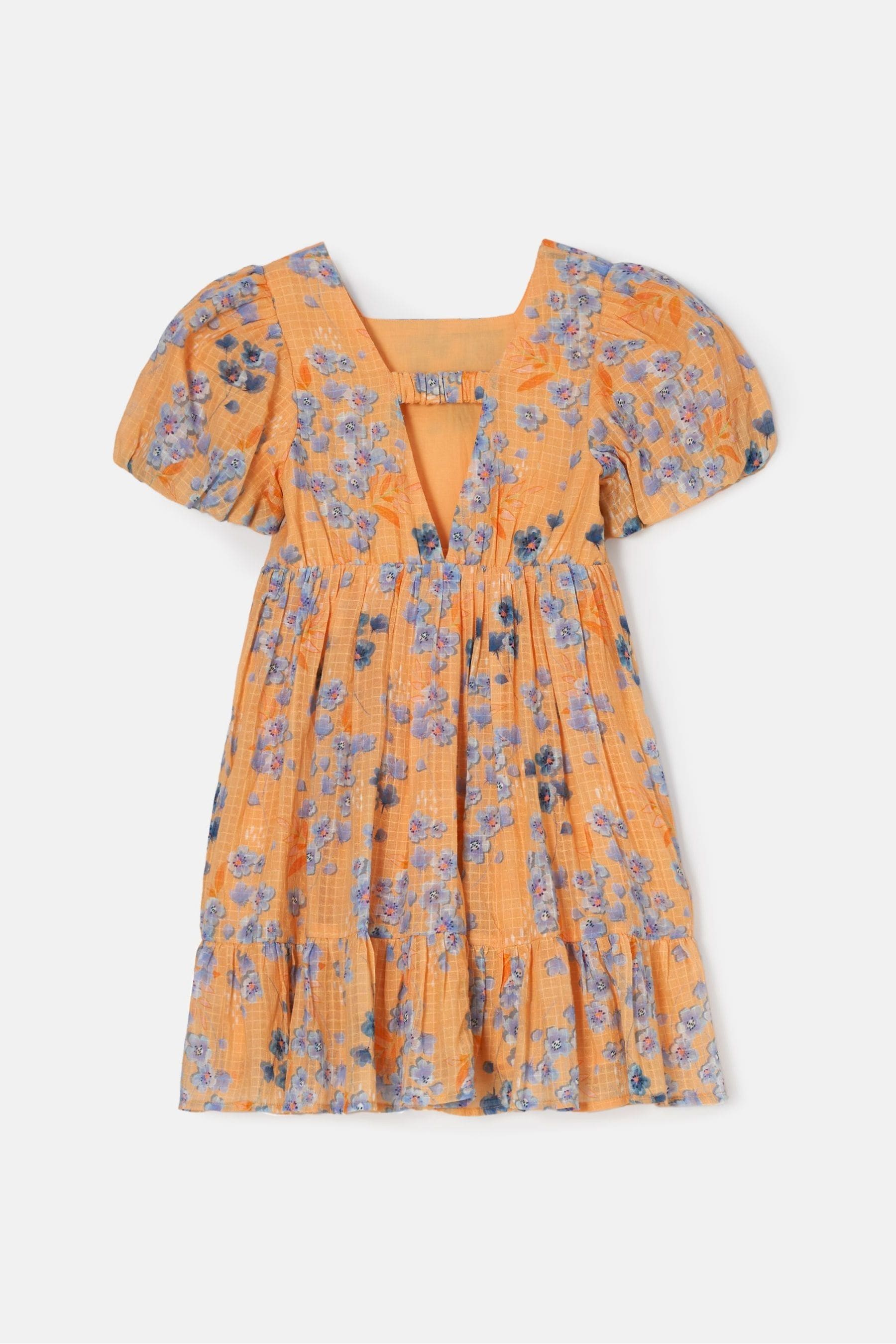 Orange Angel & Rocket Simone Textured Print Dress