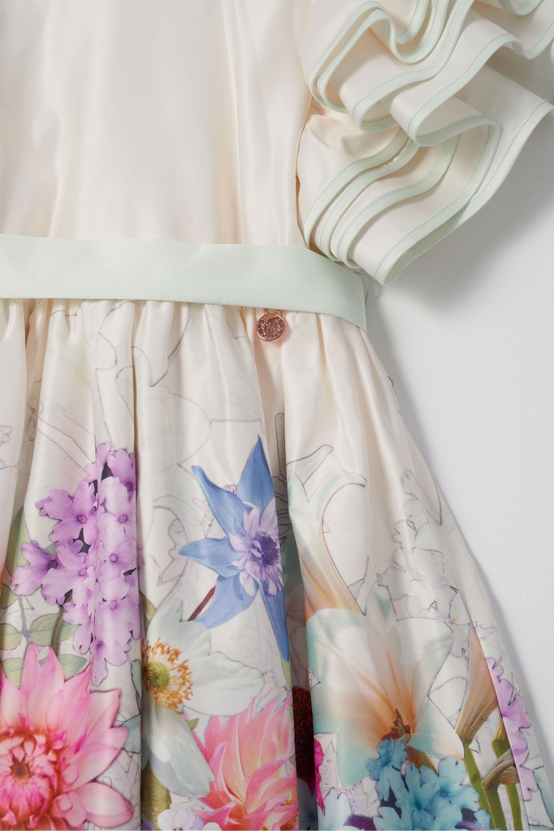 Cream Angel & Rocket Emillie Print Border Tie Sash Dress