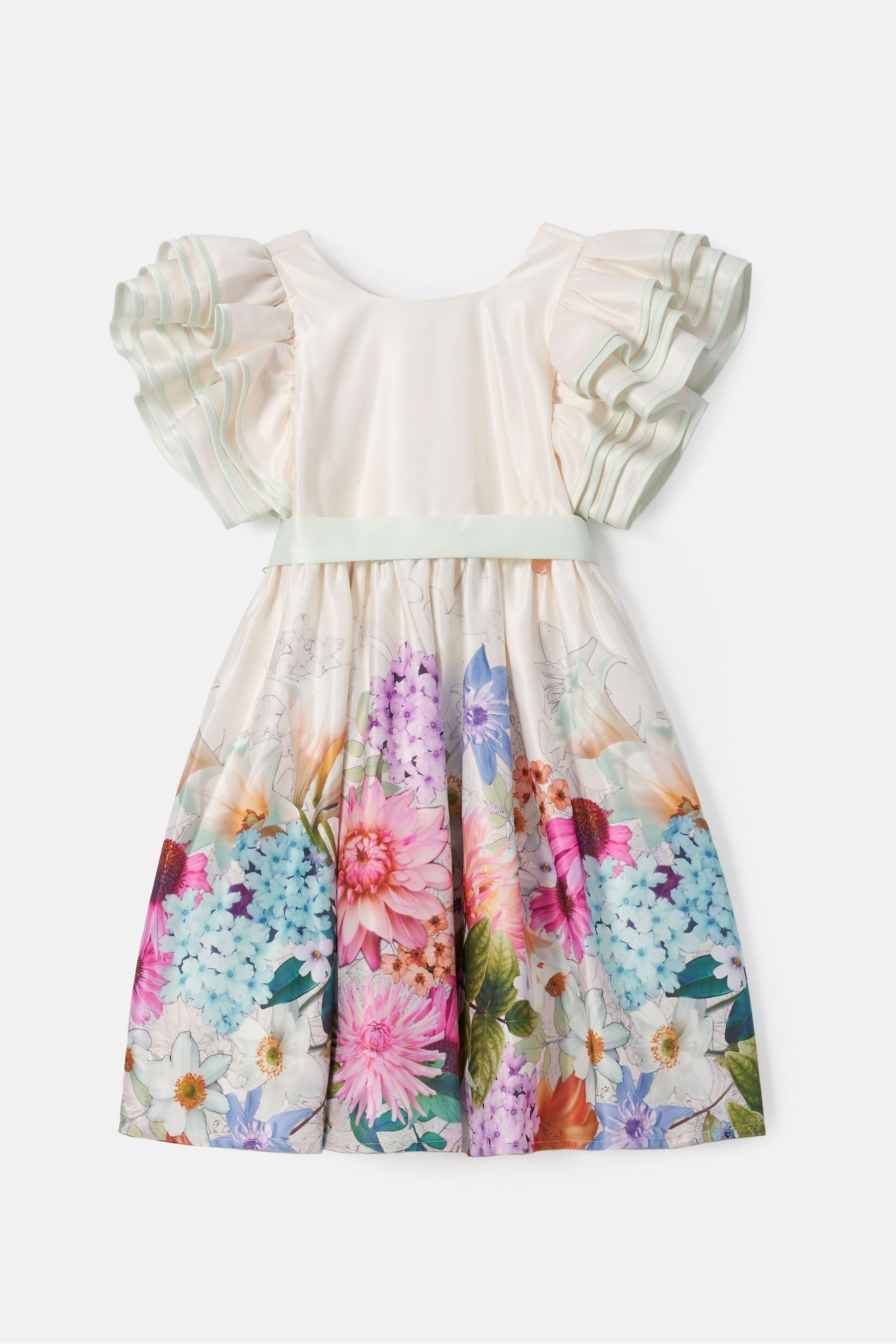 Cream Angel & Rocket Emillie Print Border Tie Sash Dress