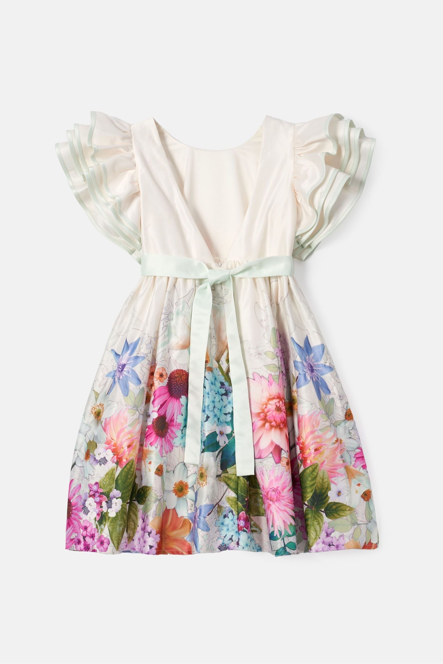 Cream Angel & Rocket Emillie Print Border Tie Sash Dress