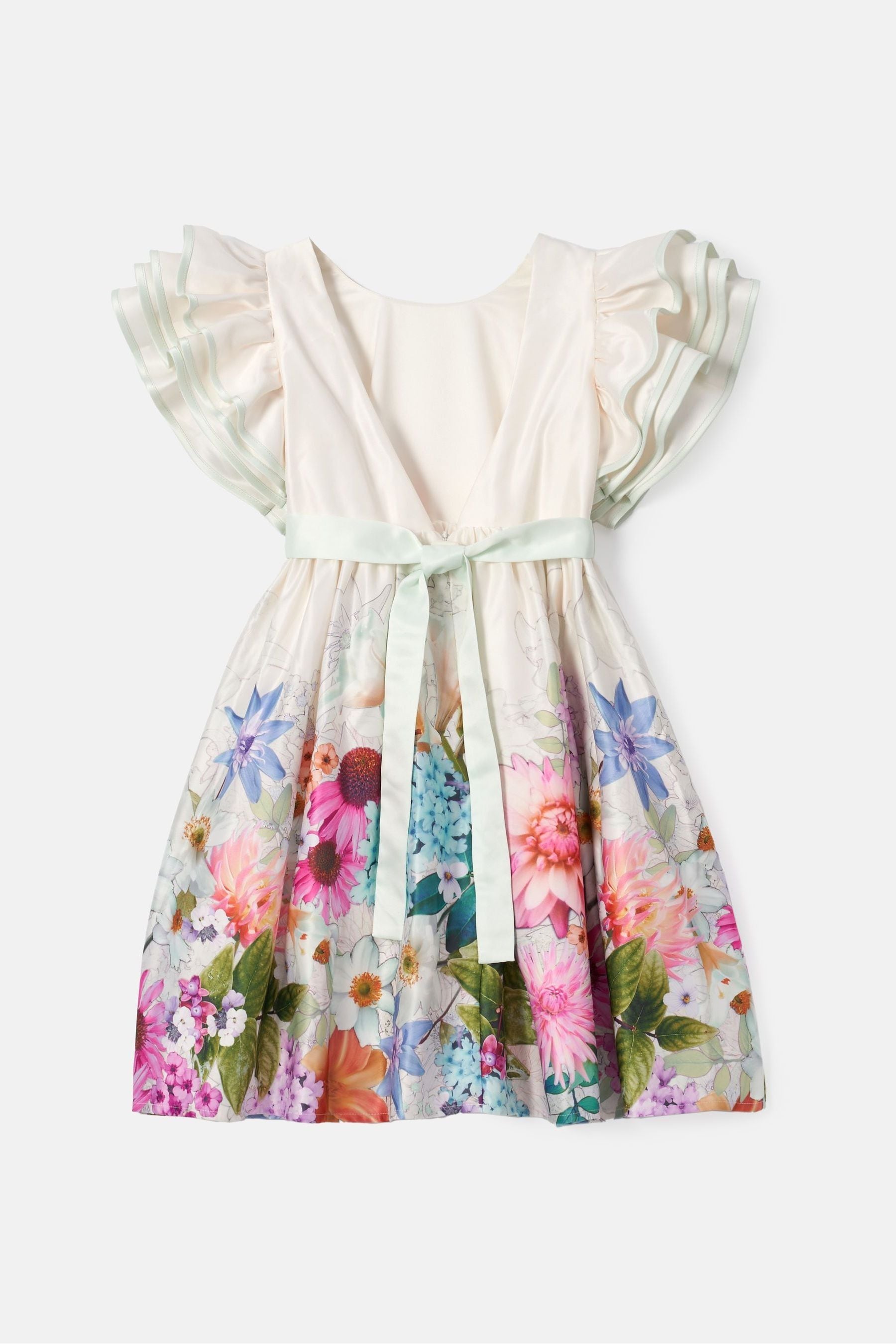 Angel & Rocket Cream Emillie Print Border Tie Sash Dress