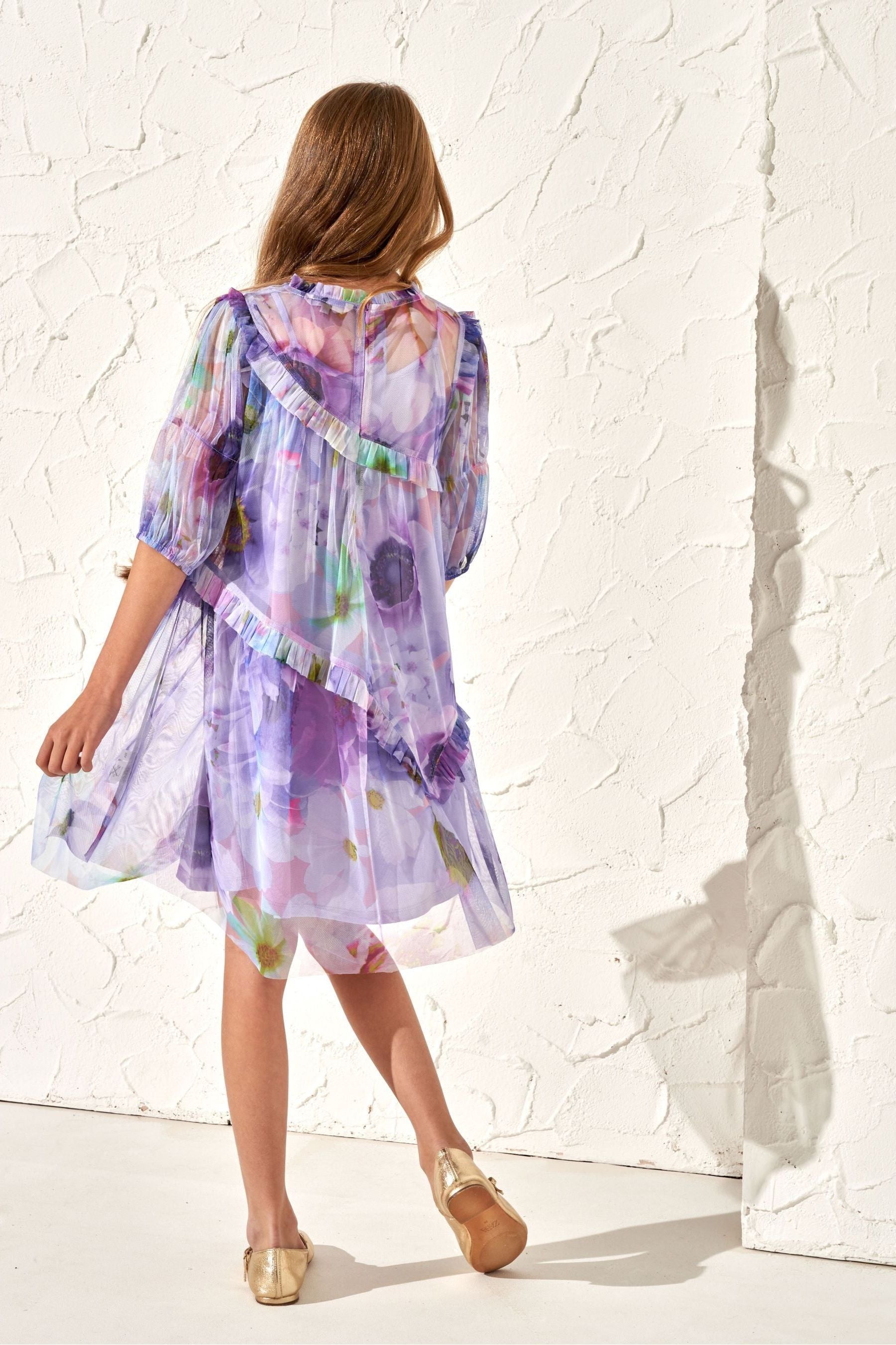 Purple Angel & Rocket Beatrice Print Mesh Dress