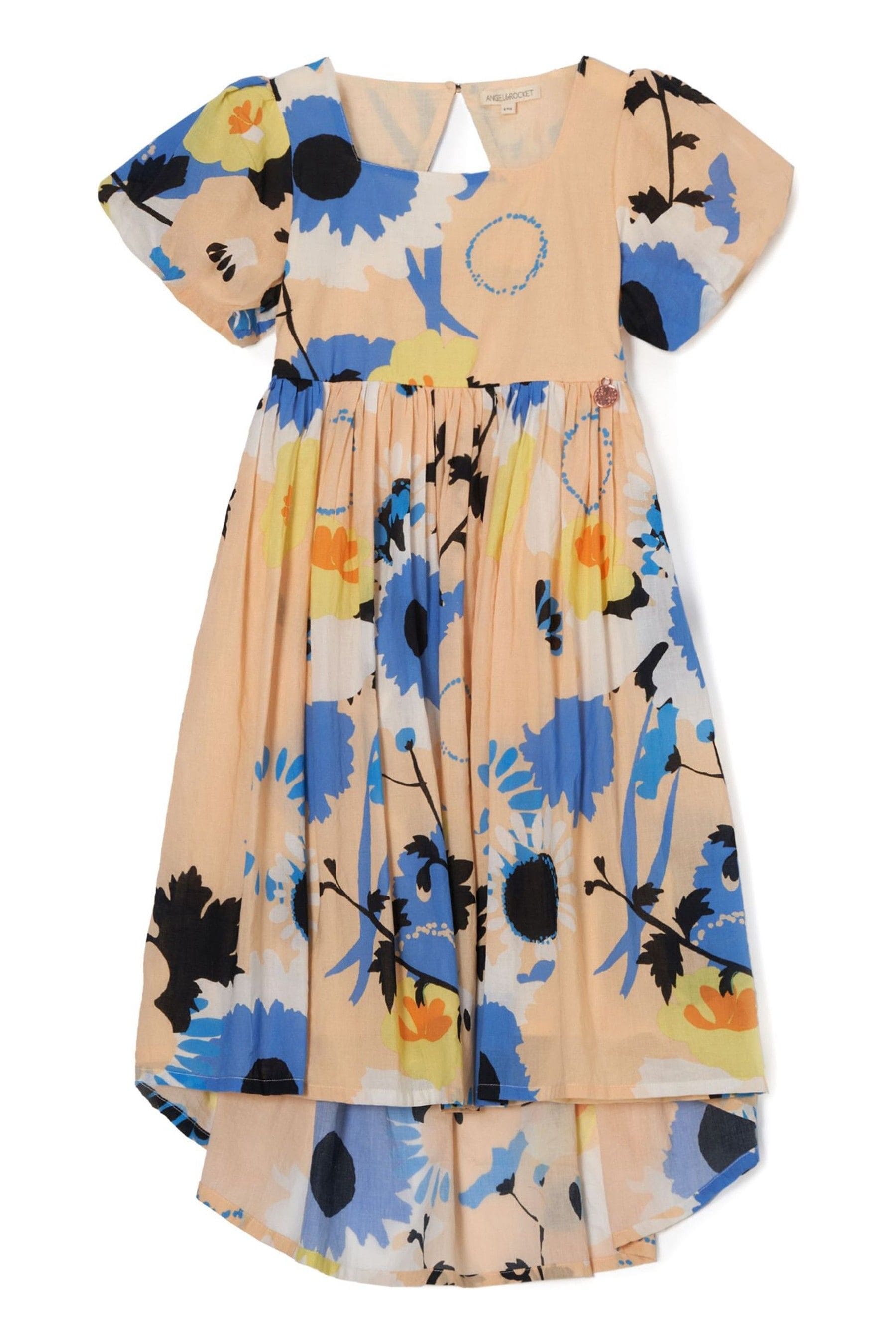 Angel & Rocket Orange Evita Printed Tie Back Print Dress