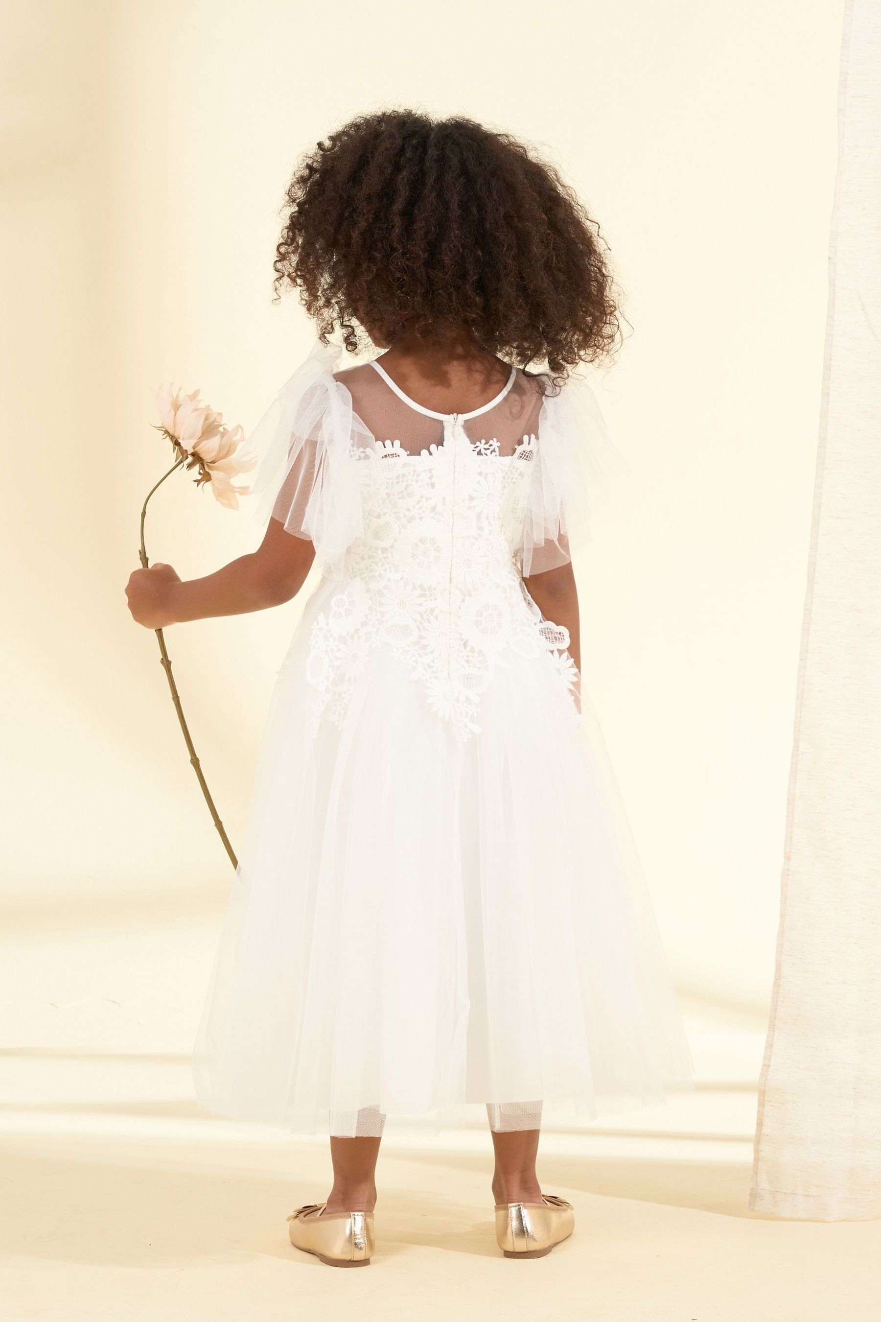 Angel & Rocket White Cascade Lace Anelise Dress