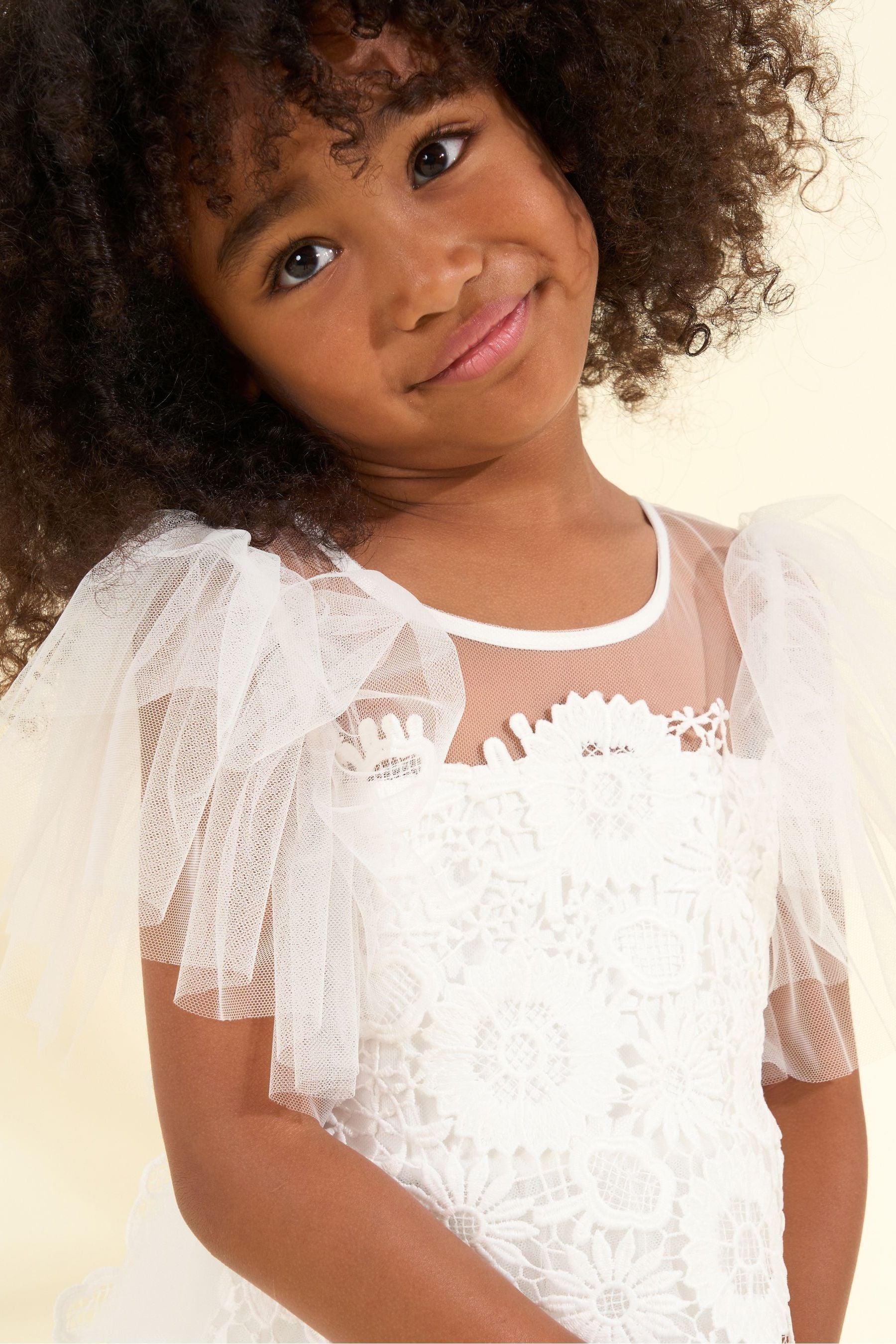 Angel & Rocket White Cascade Lace Anelise Dress