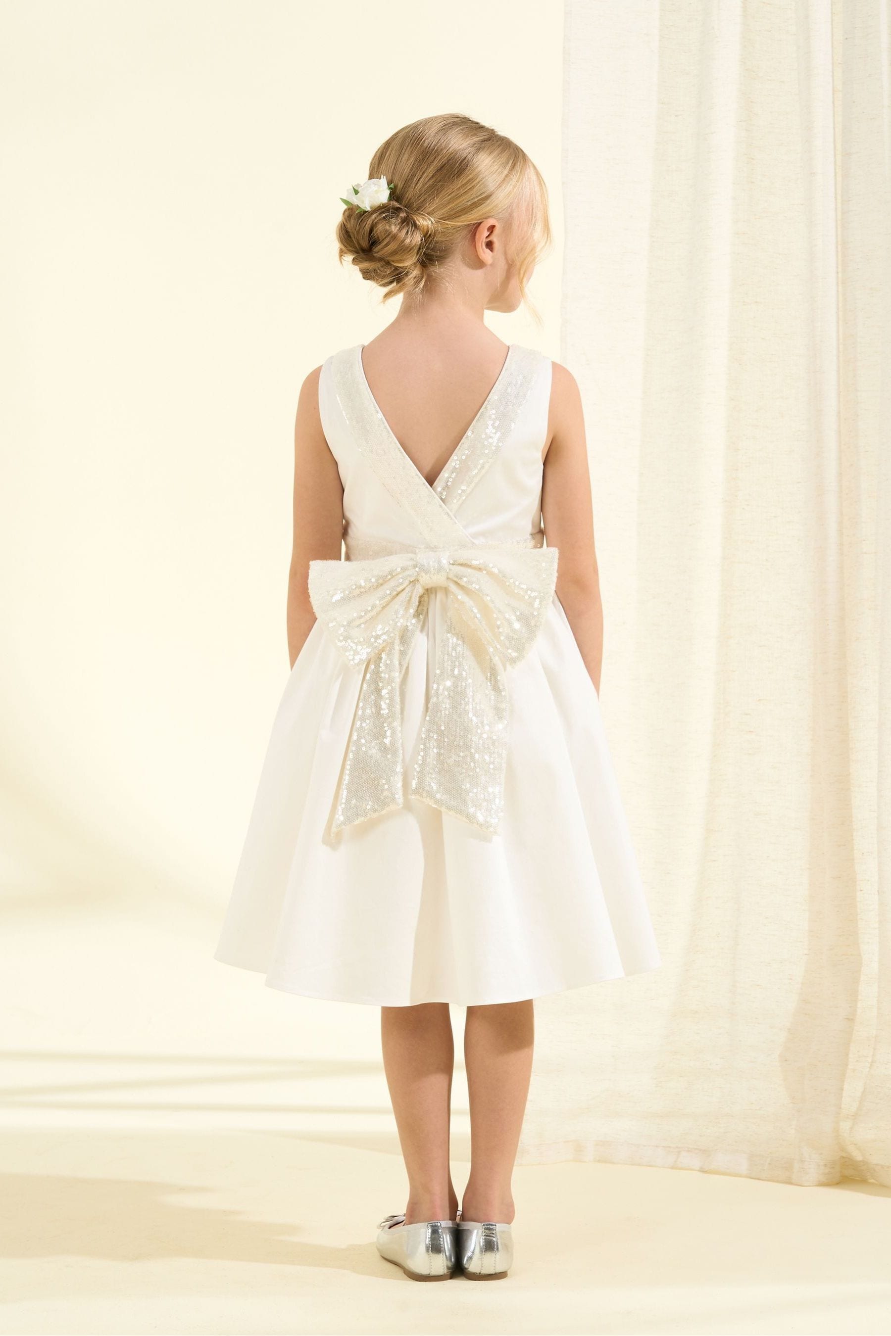 White Angel & Rocket Sequin Bow Claudia Dress