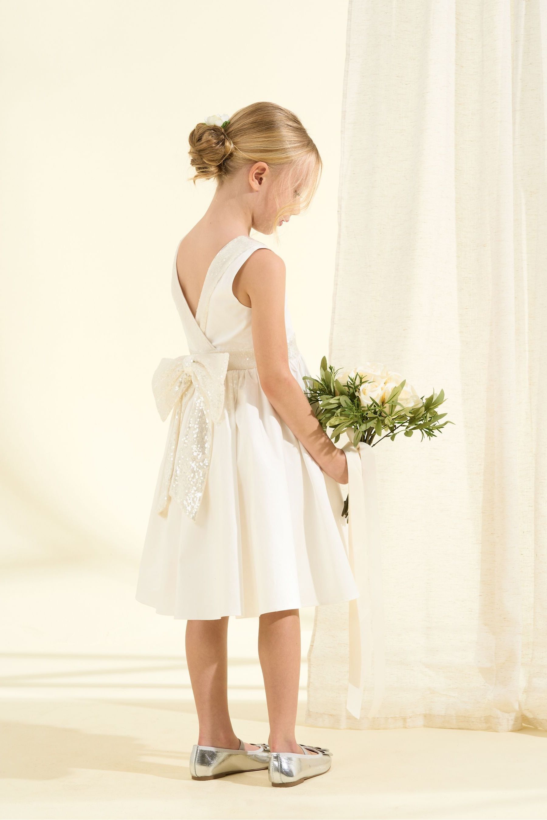 White Angel & Rocket Sequin Bow Claudia Dress