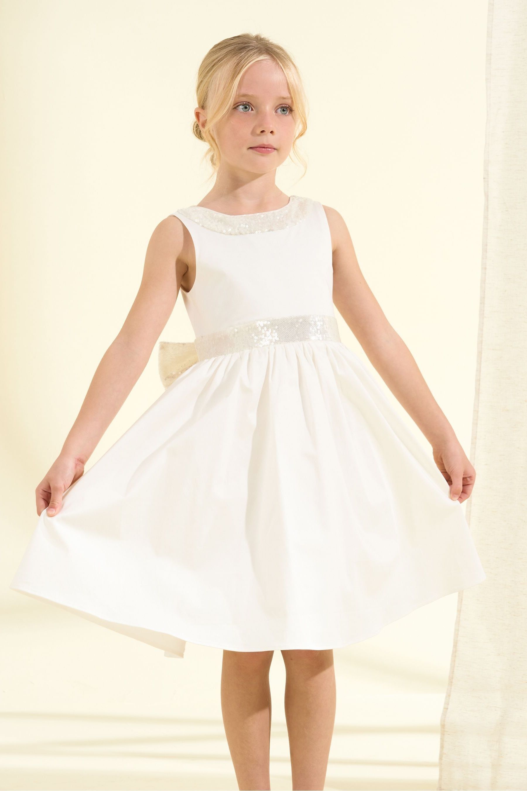 White Angel & Rocket Sequin Bow Claudia Dress