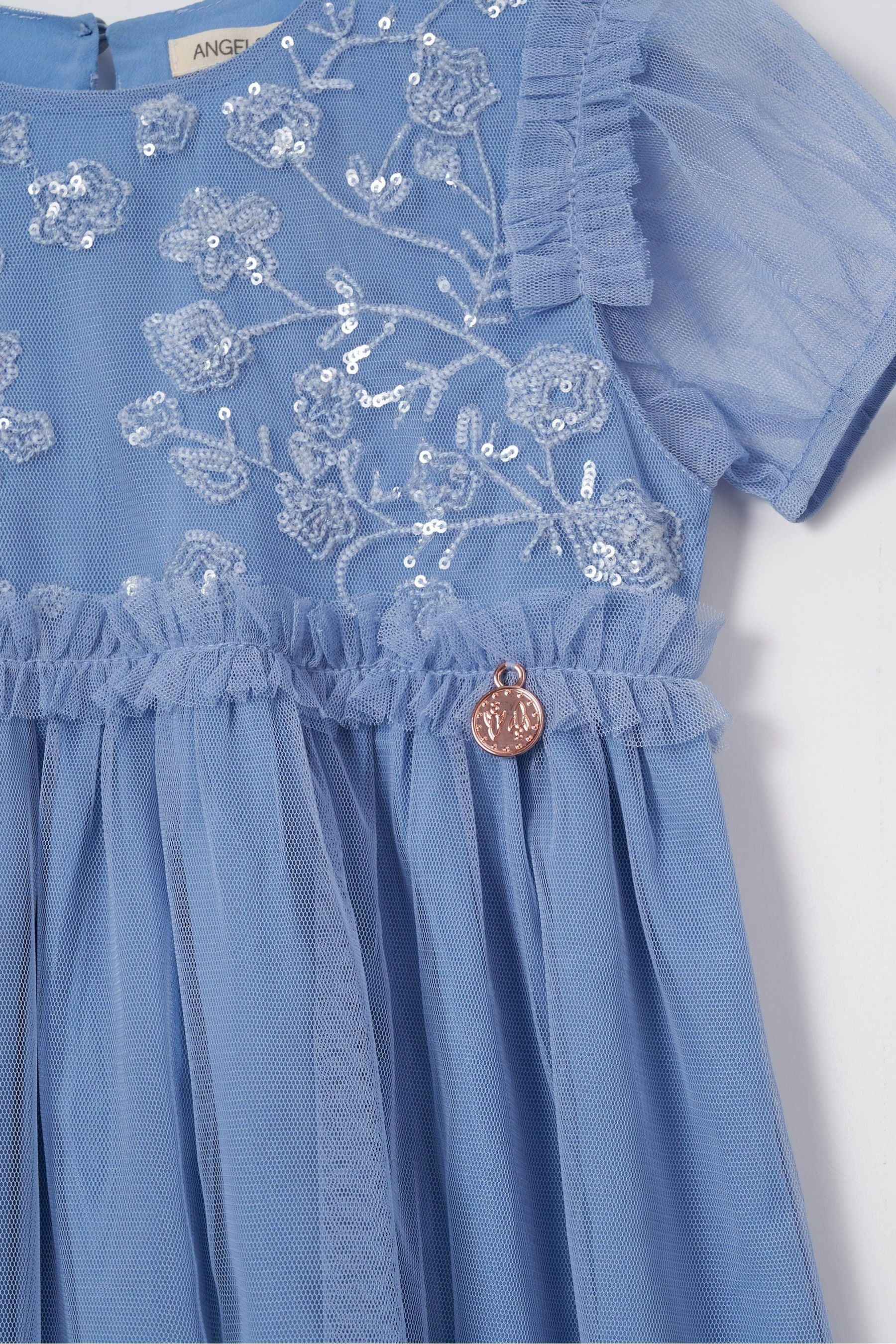 Angel & Rocket Blue Luisa Embroidered Yoke Mesh Dress