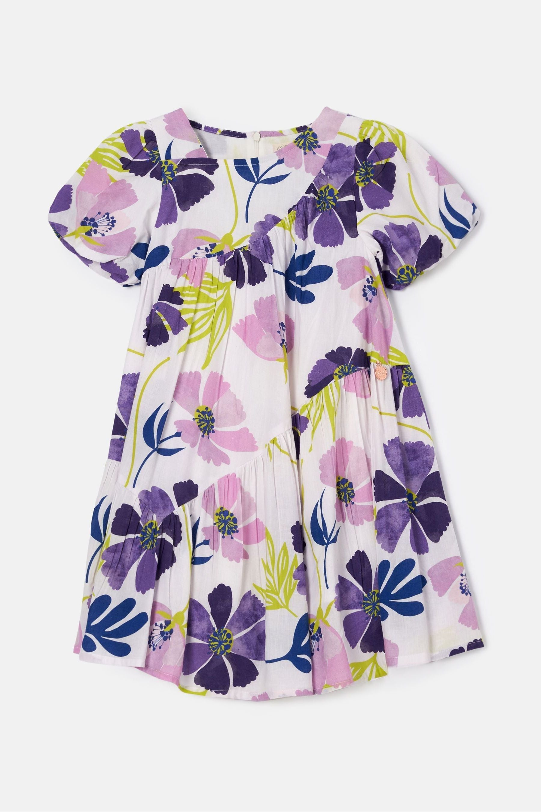 Angel & Rocket Purple Jodie Asymmetric Print Dress