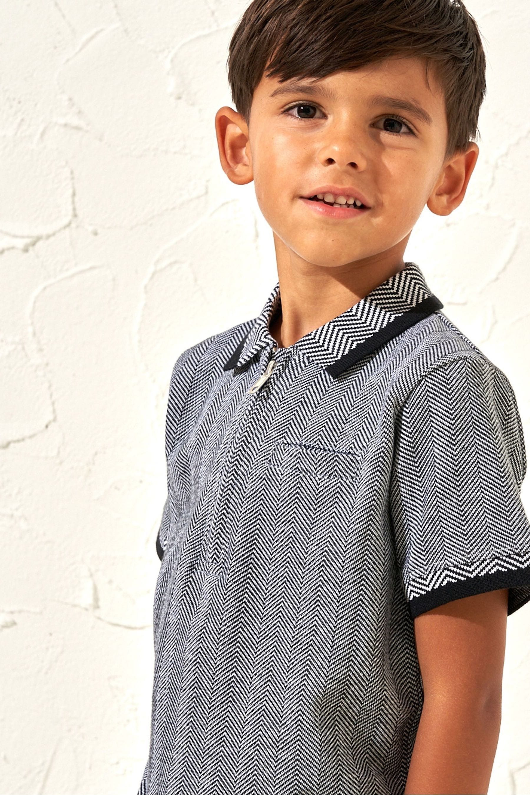 Grey Angel & Rocket Justin Herringbone Smart Polo Shirt