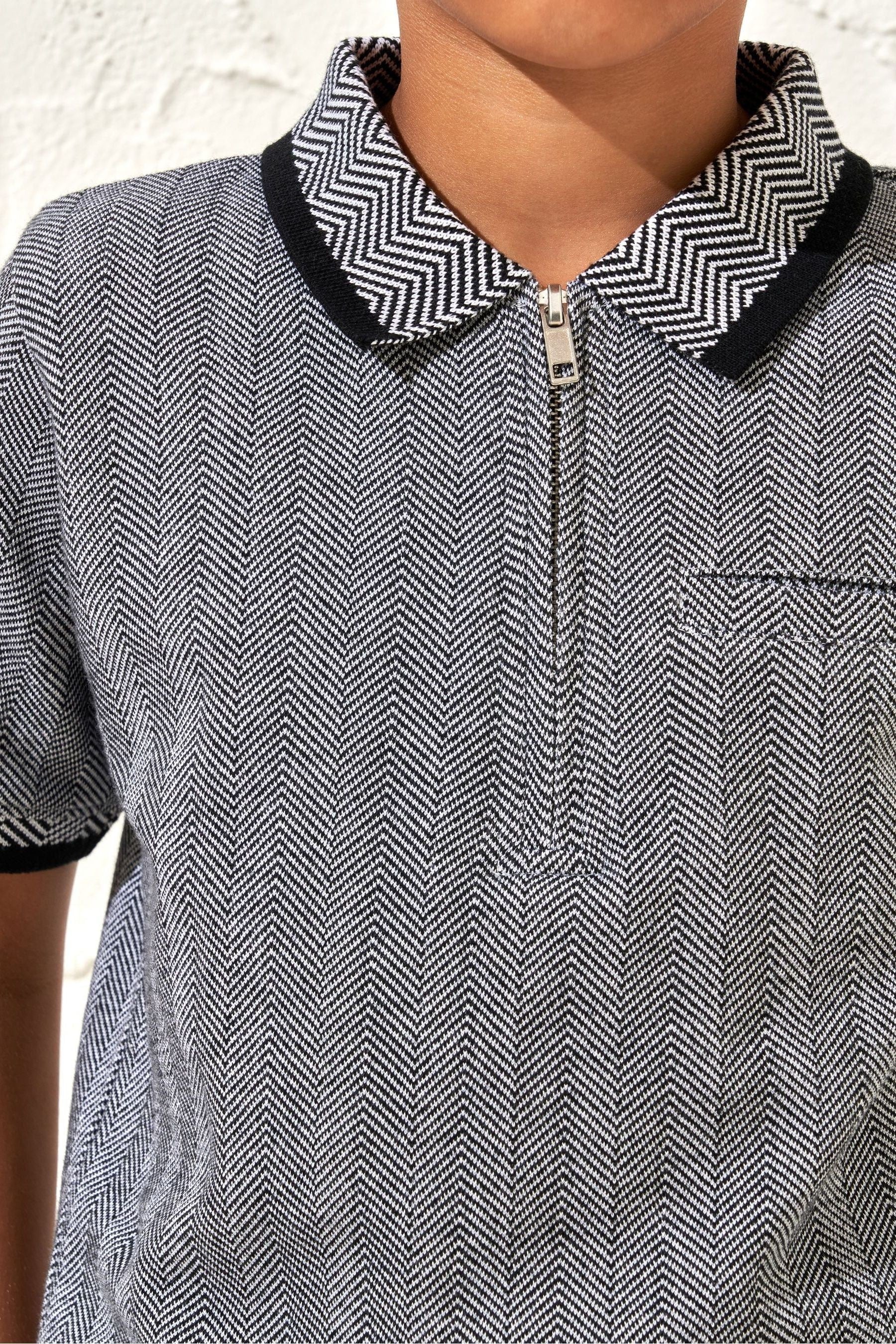 Grey Angel & Rocket Justin Herringbone Smart Polo Shirt