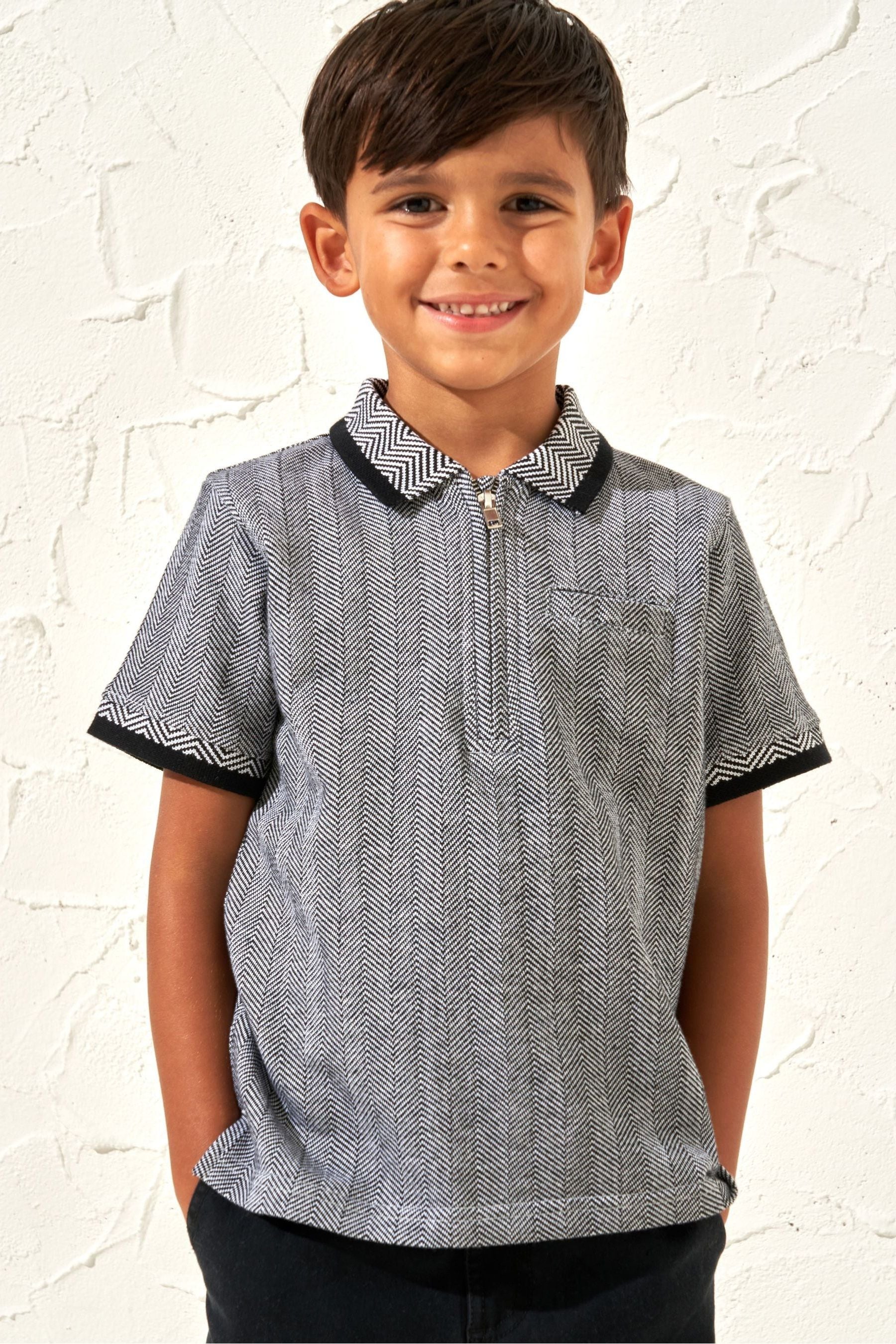 Angel & Rocket Grey Justin Herringbone Smart Polo Shirt