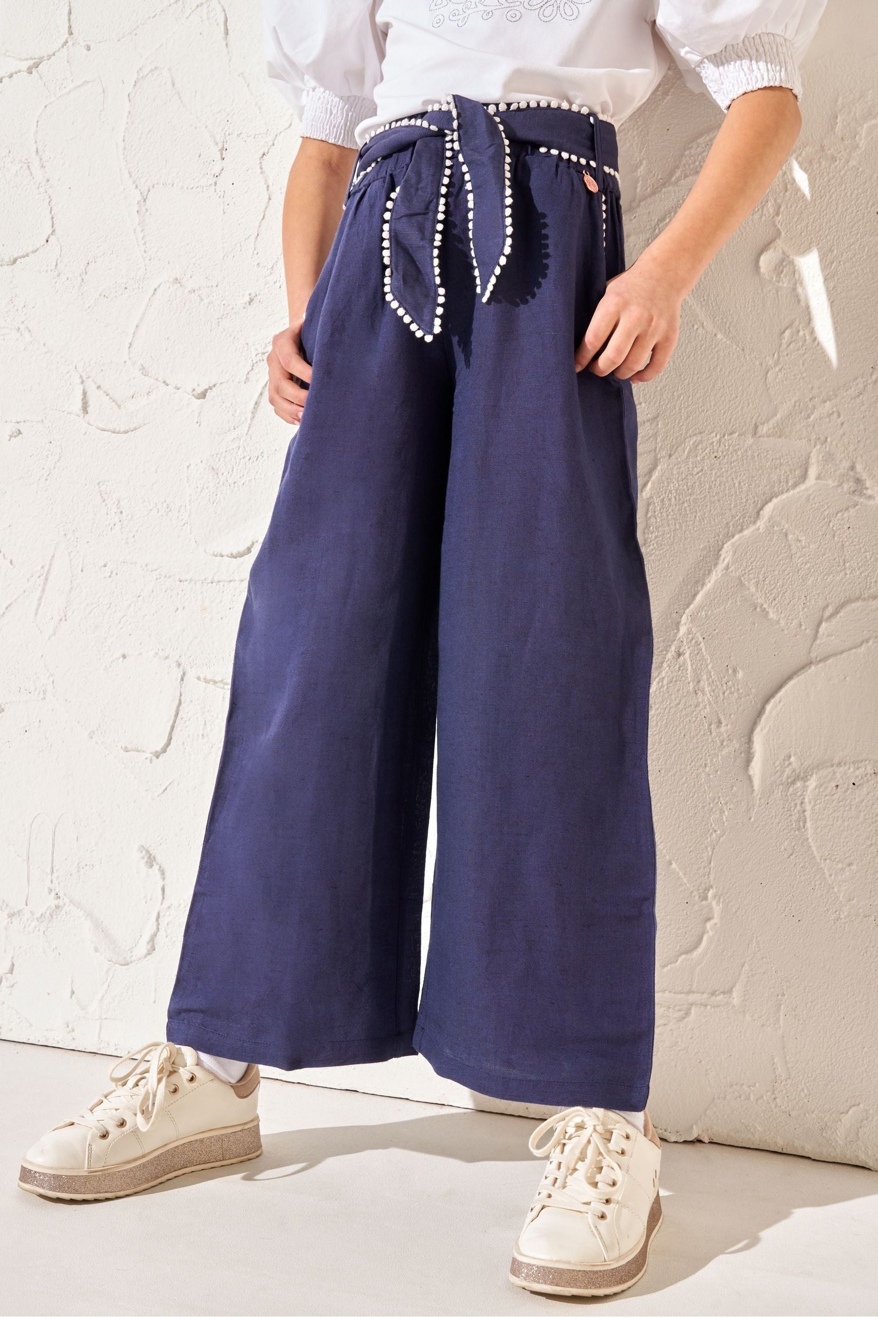 Blue Angel & Rocket Erica Tie Waist Cropped Trousers