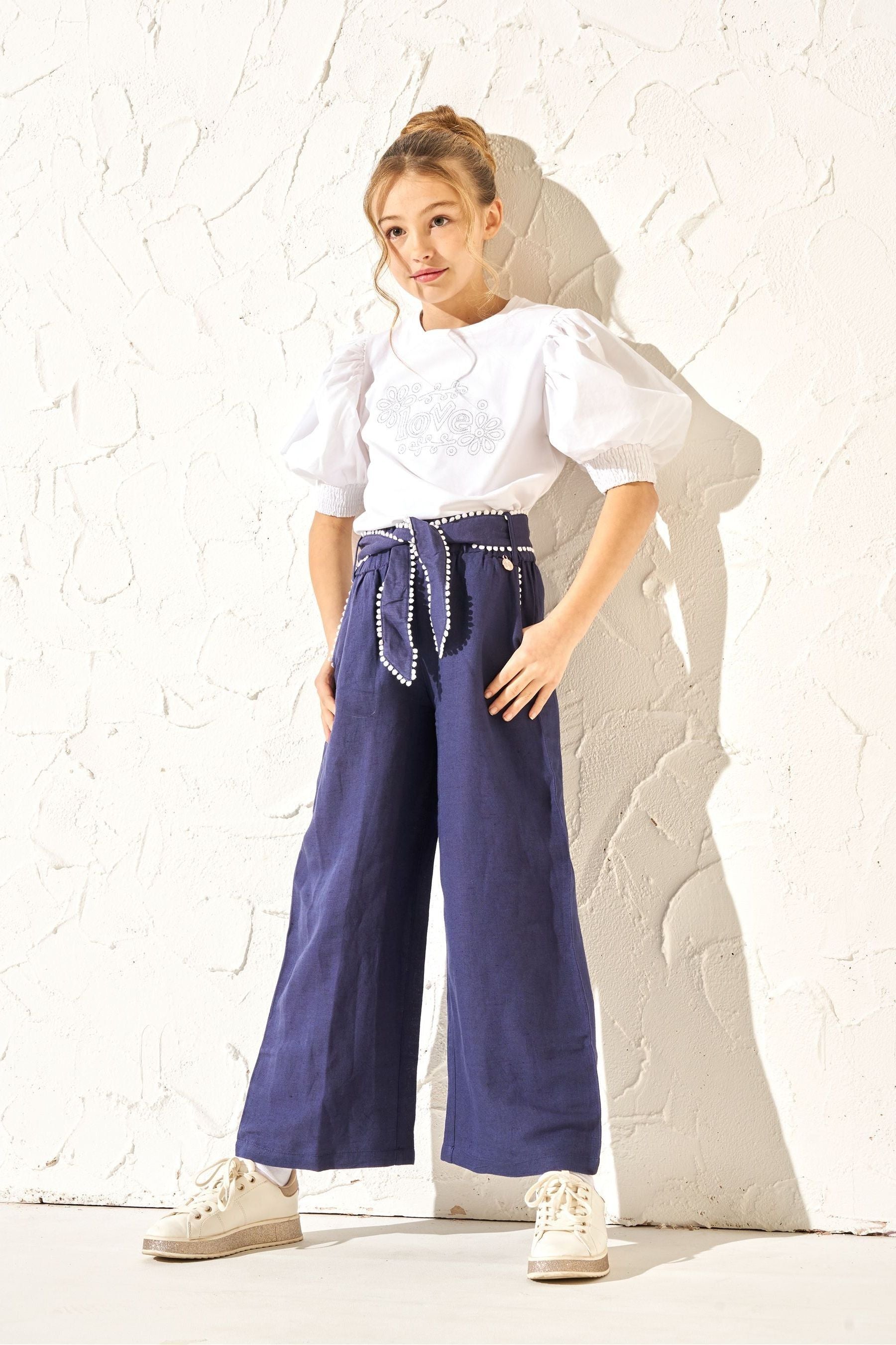 Blue Angel & Rocket Erica Tie Waist Cropped Trousers