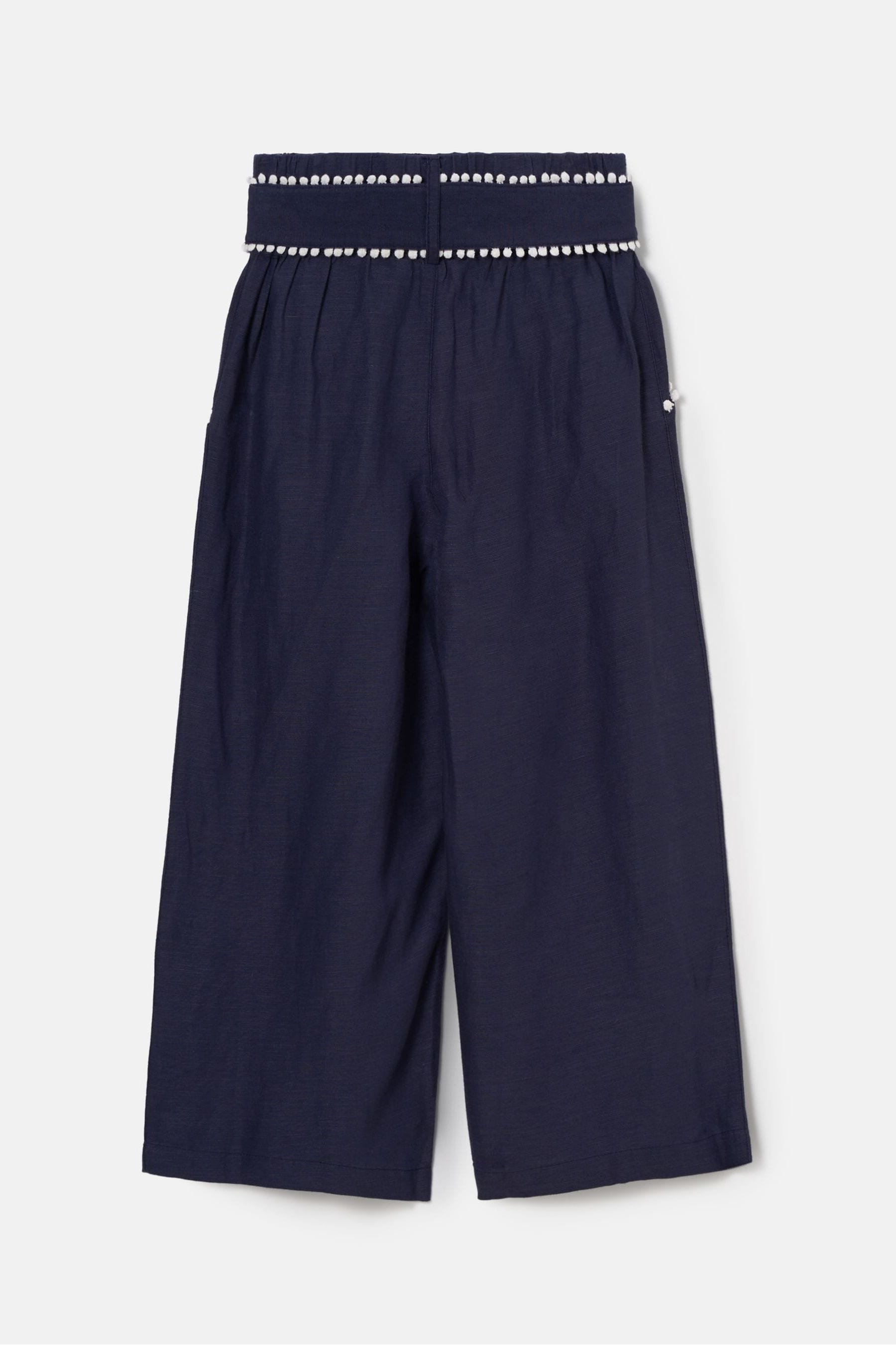 Angel & Rocket Blue Erica Tie Waist Linen Blend Cropped Trousers