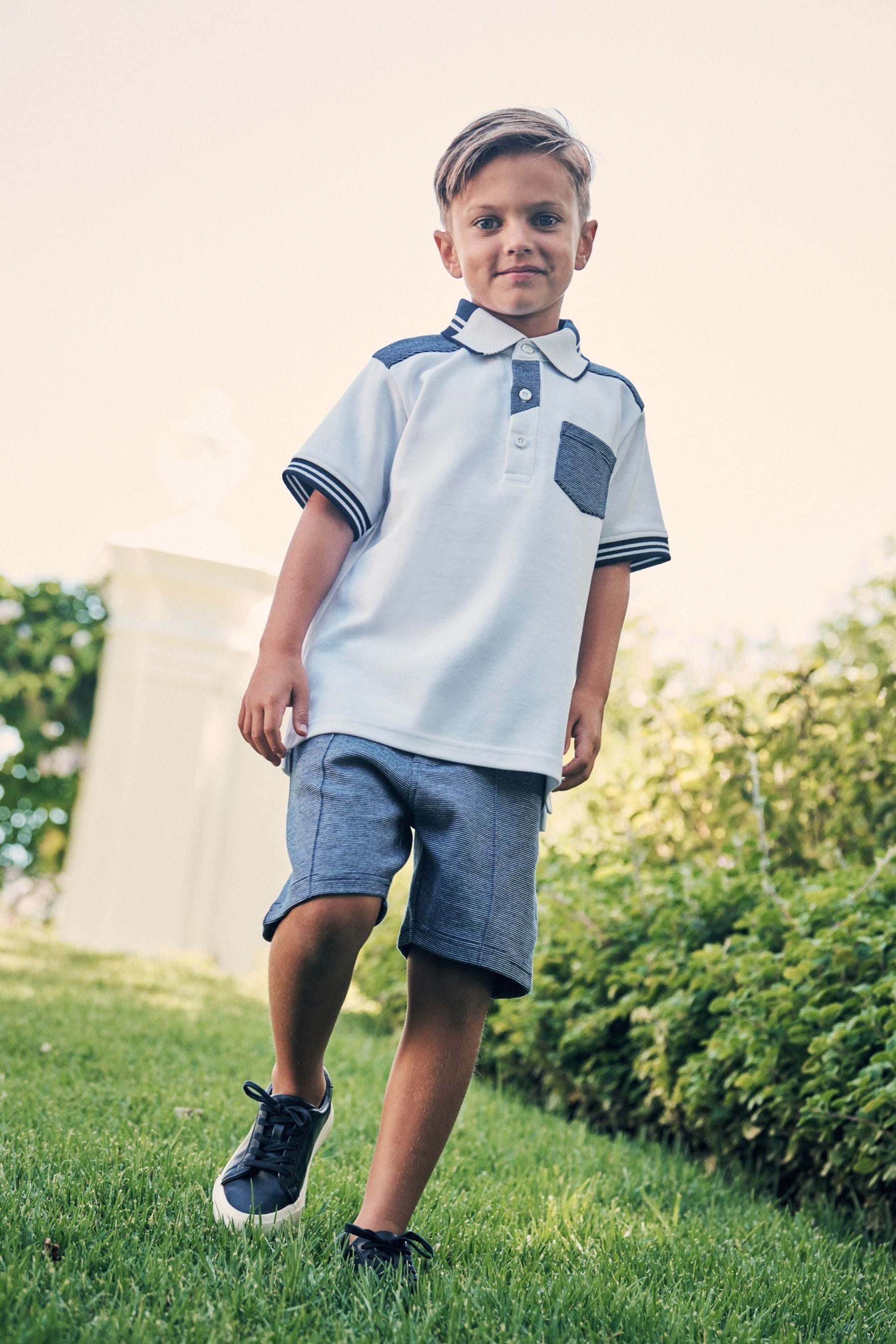 White/Blue Angel & Rocket Eric Ottoman Smart Polo Shirt