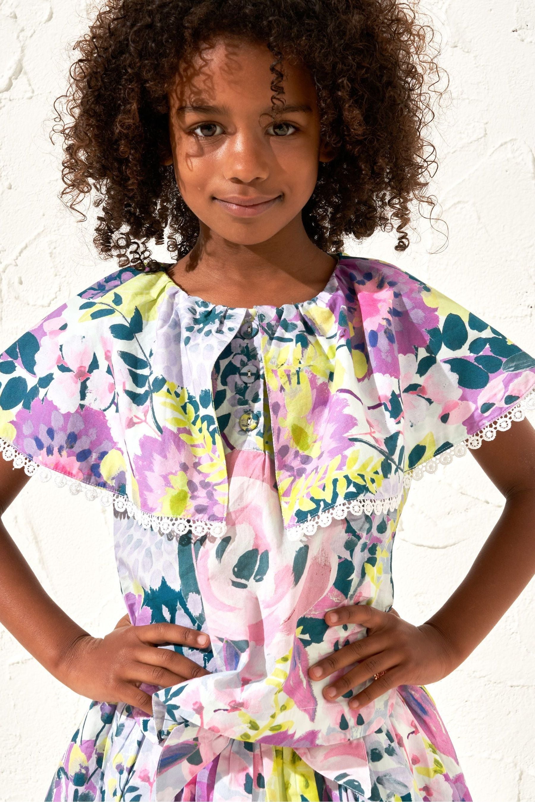 Purple Angel & Rocket Darcy Print Collar 100% Cotton Top