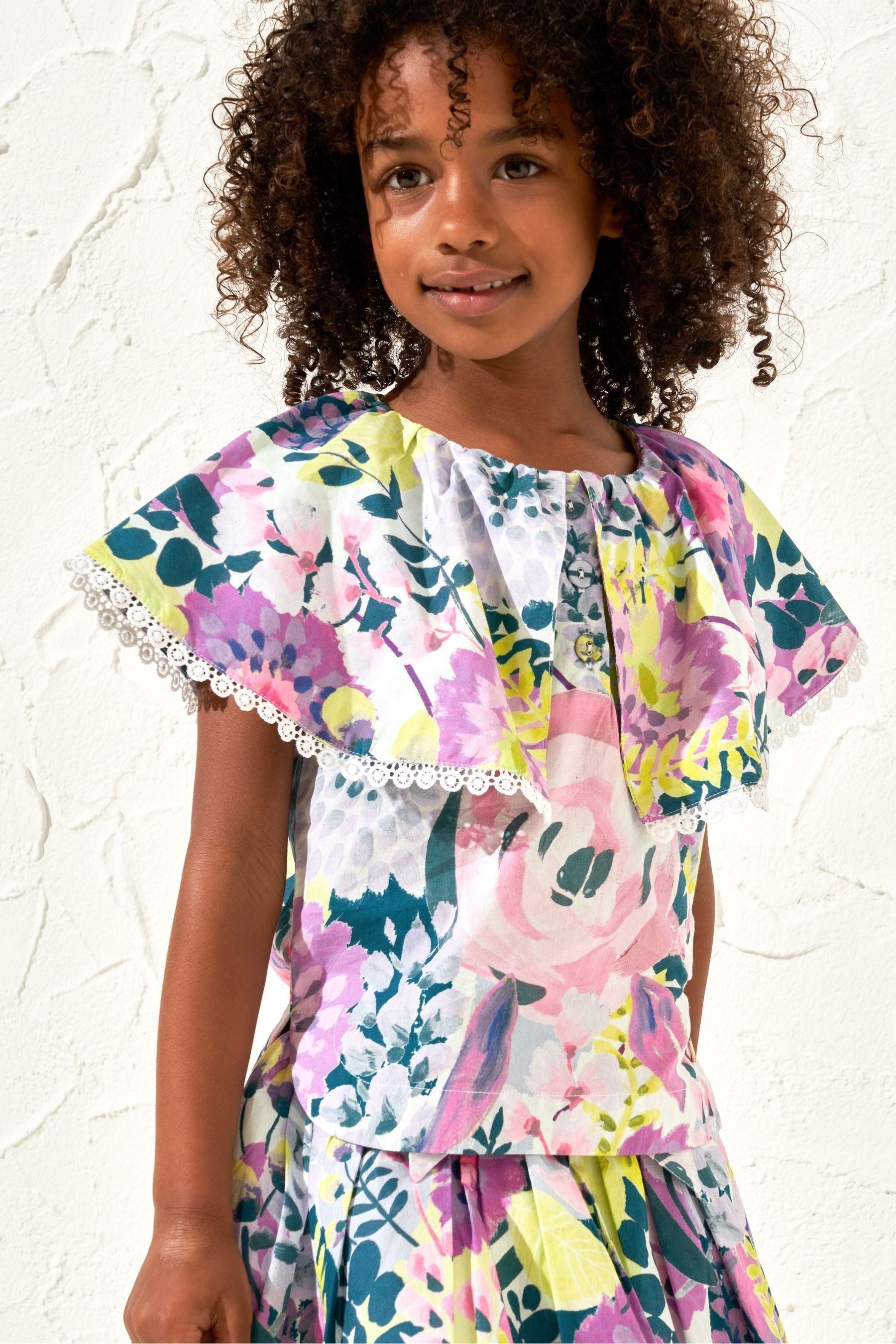 Purple Angel & Rocket Darcy Print Collar 100% Cotton Top