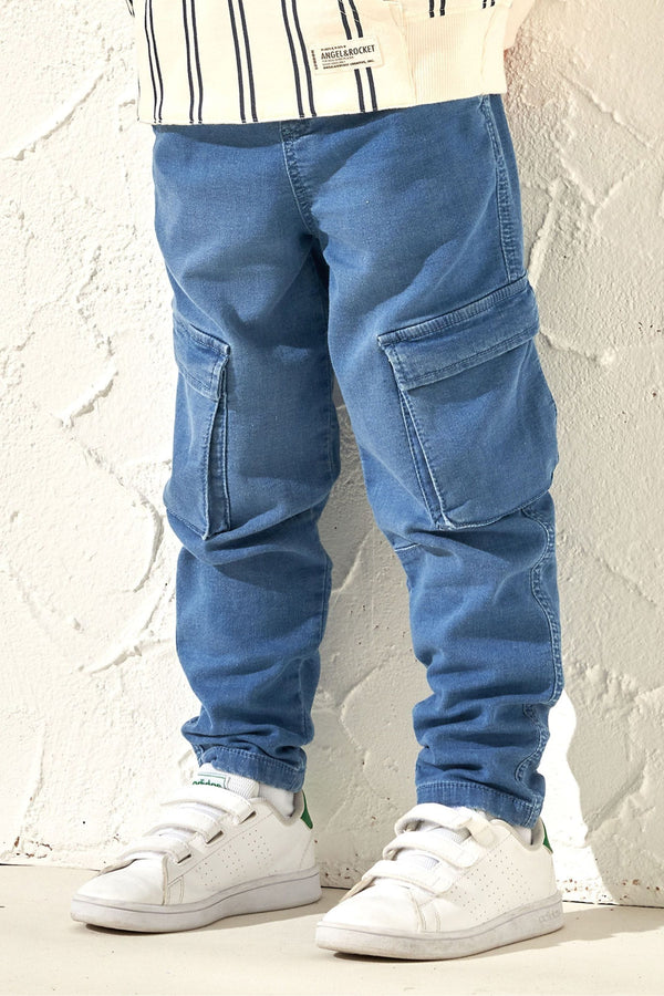 Angel & Rocket Blue Jace Cargo Washed Denim Joggers