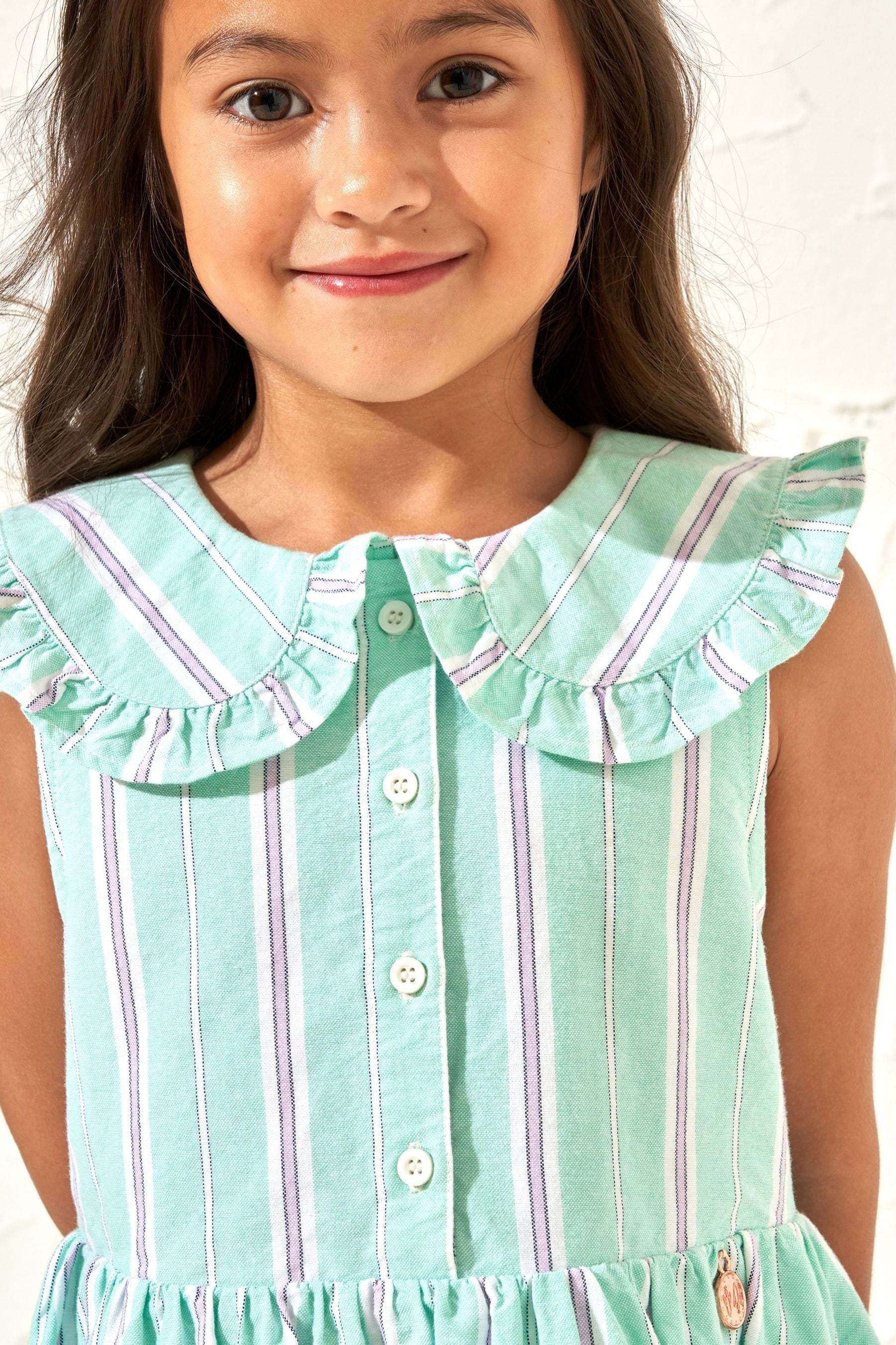 Light Green Angel & Rocket Jessie Stripe Button Through Dress