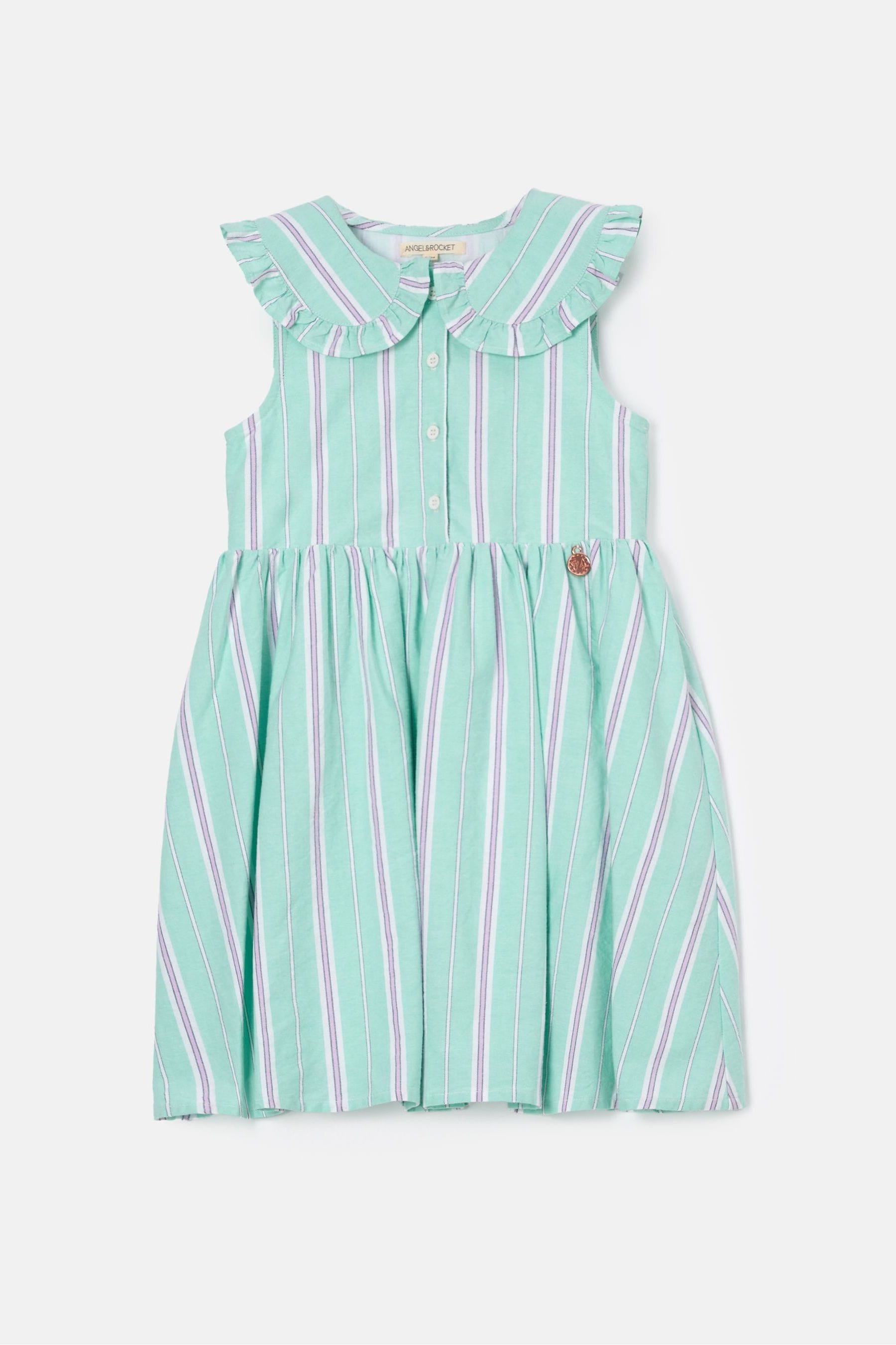 Light Green Angel & Rocket Jessie Stripe Button Through Dress