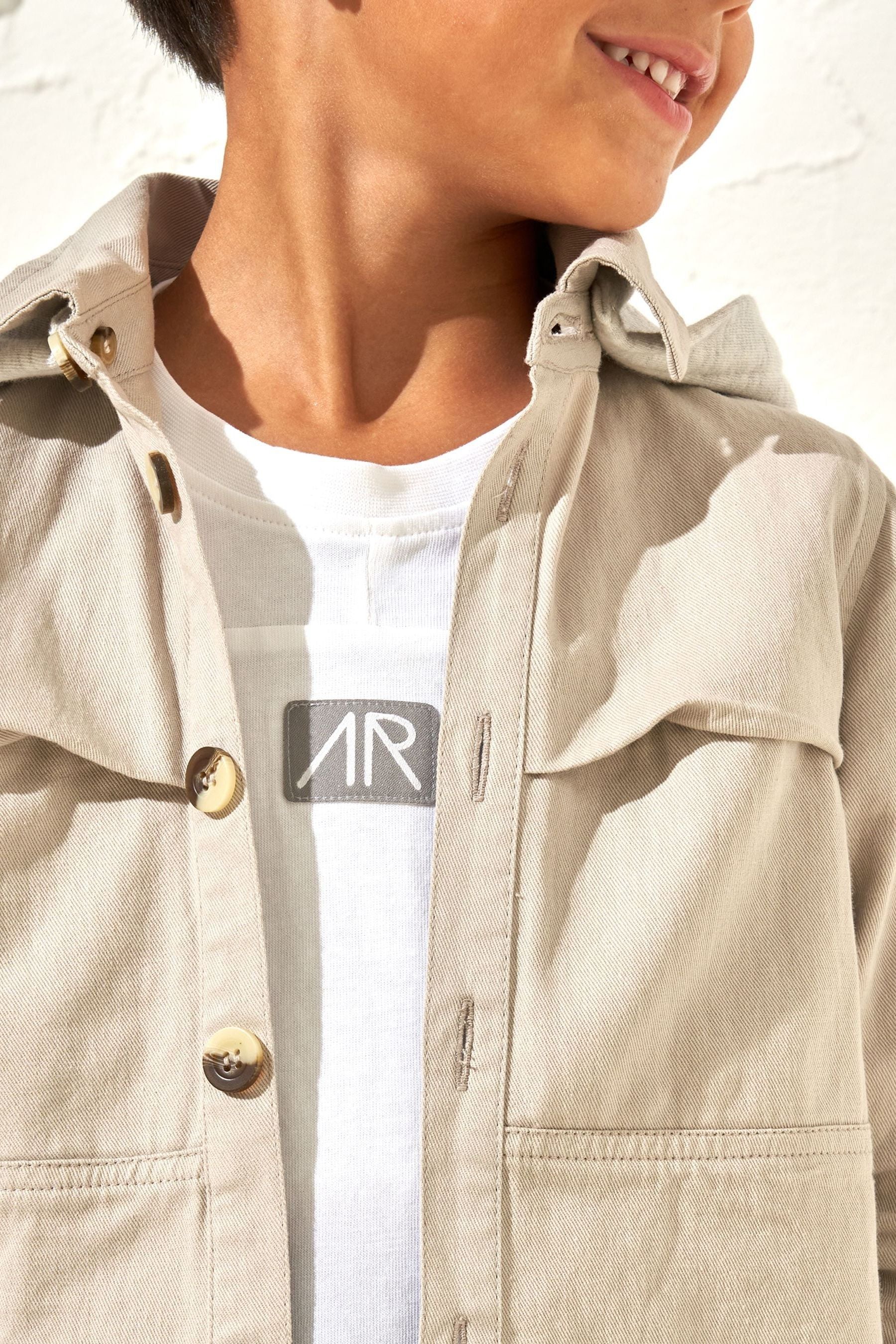 Angel & Rocket Cream Chuck Textured Pocket Overshirt