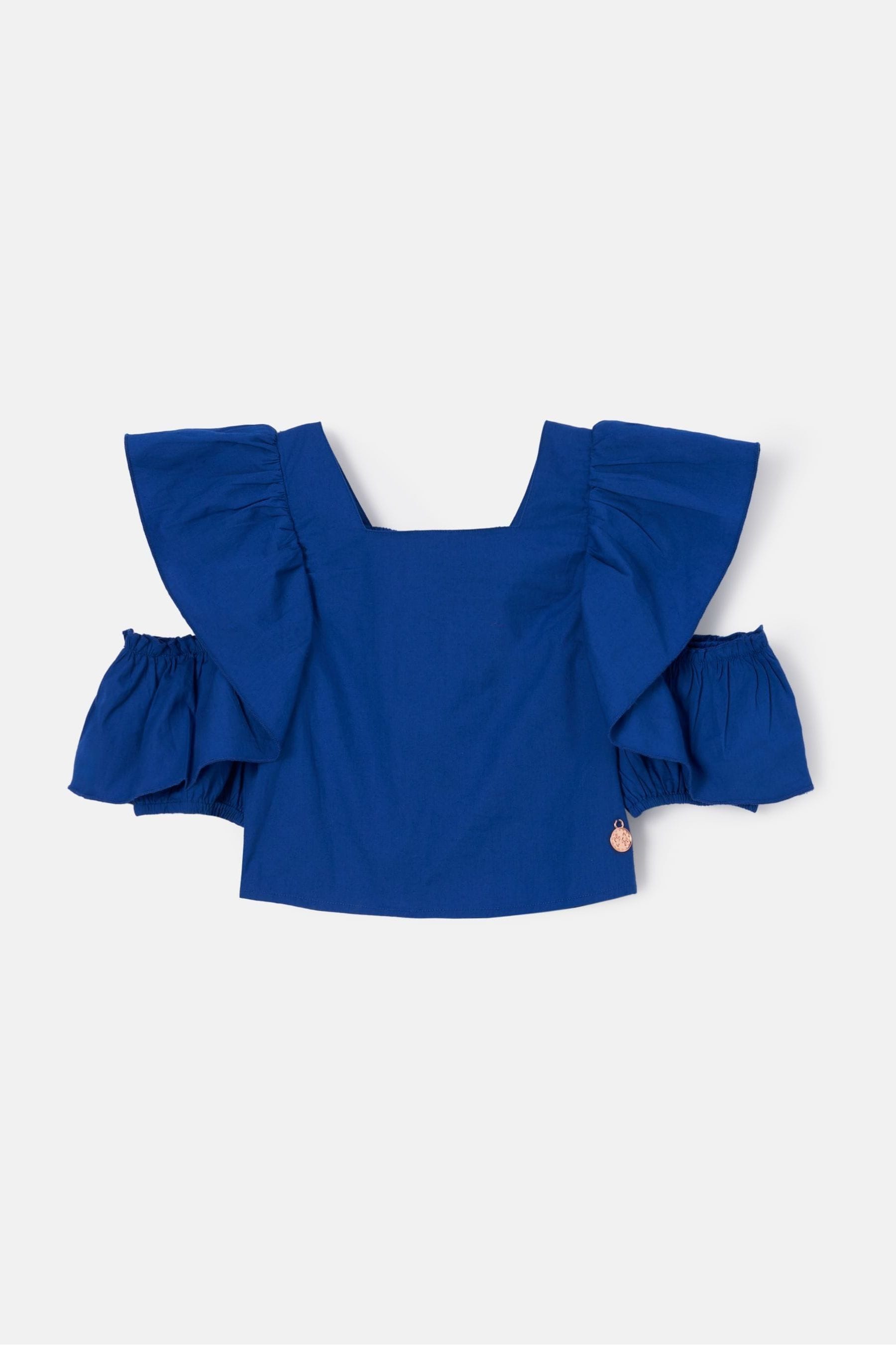 Angel & Rocket Cobalt Blue Nicole Ruffle Shoulder 100% Cotton Top