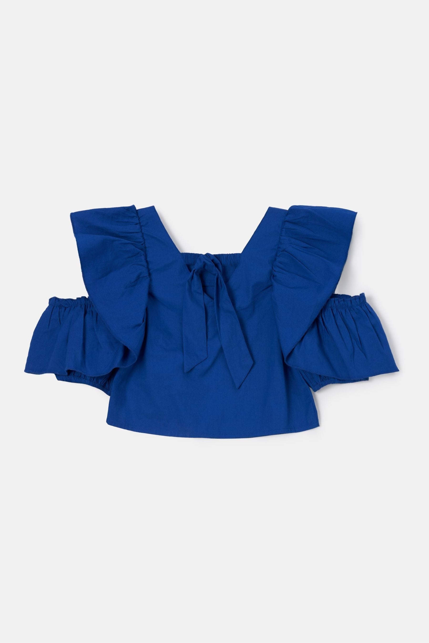 Cobalt Blue Angel & Rocket Nicole Ruffle Shoulder Top