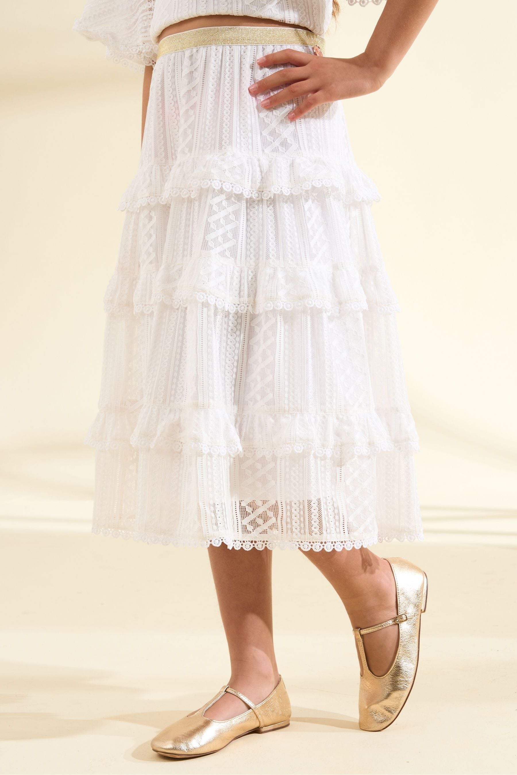 Cream Angel & Rocket Annabelle Lace Ruffle Skirt