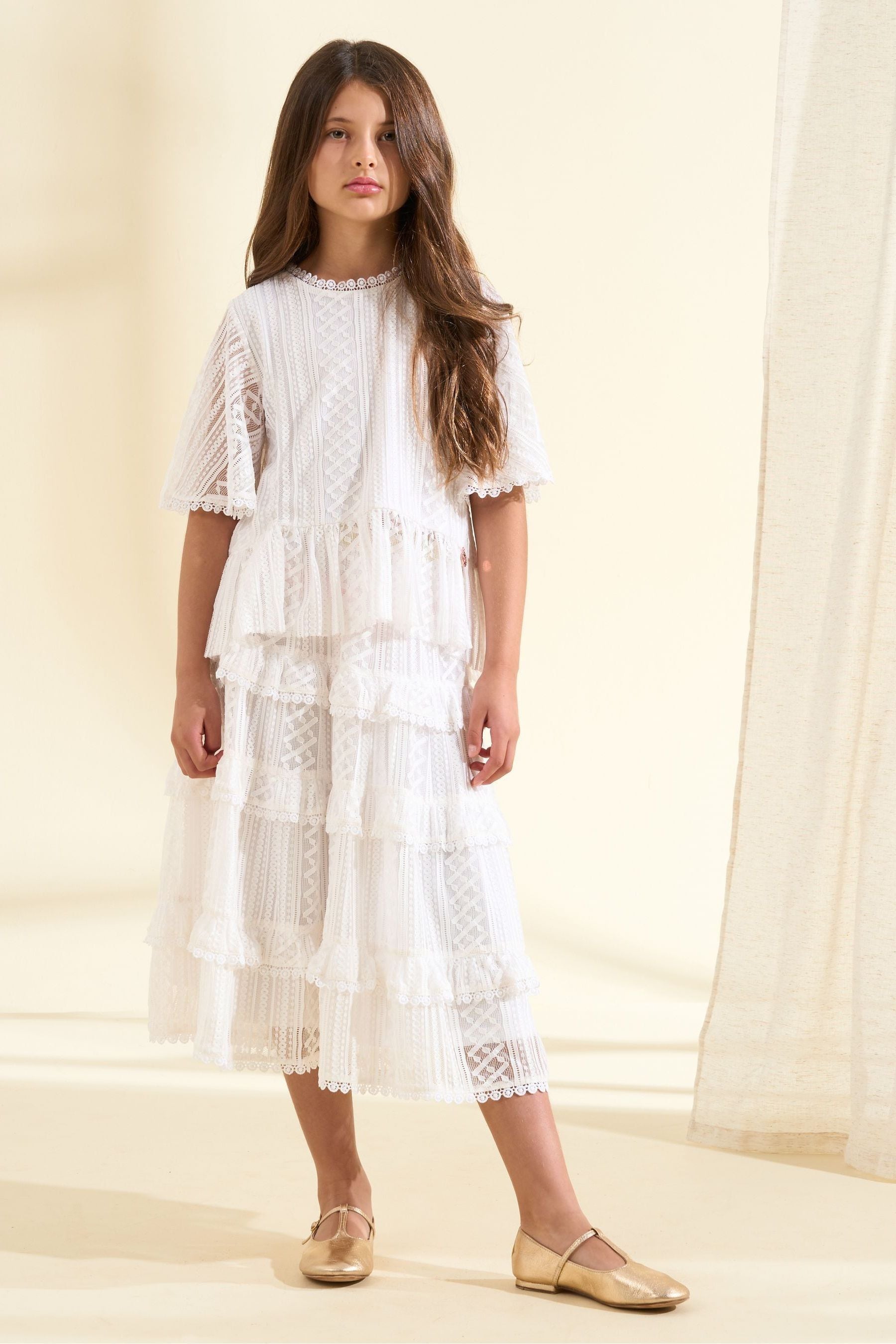 Cream Angel & Rocket Annabelle Lace Ruffle Skirt