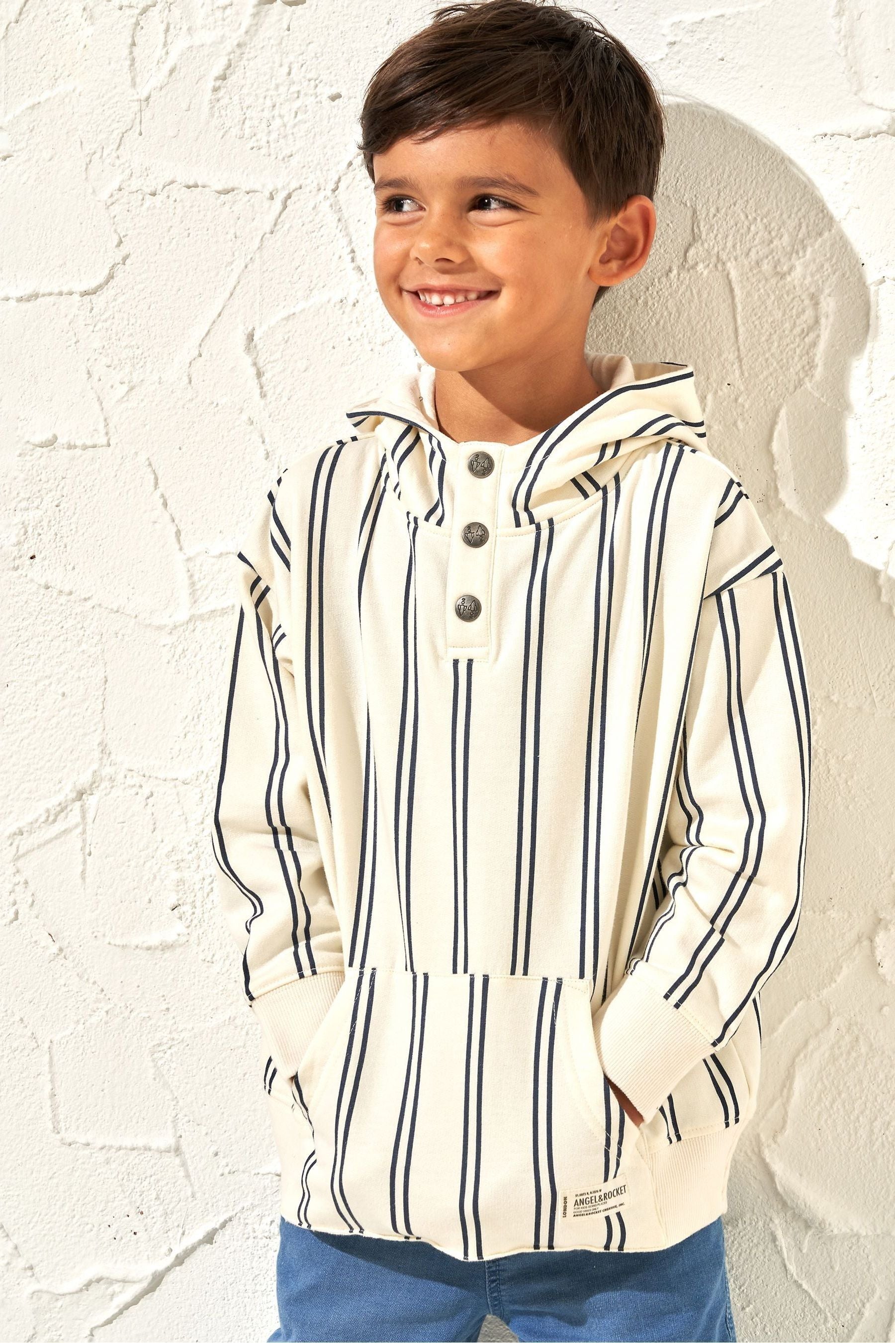 Natural Angel & Rocket Henry Stripe Hoodie