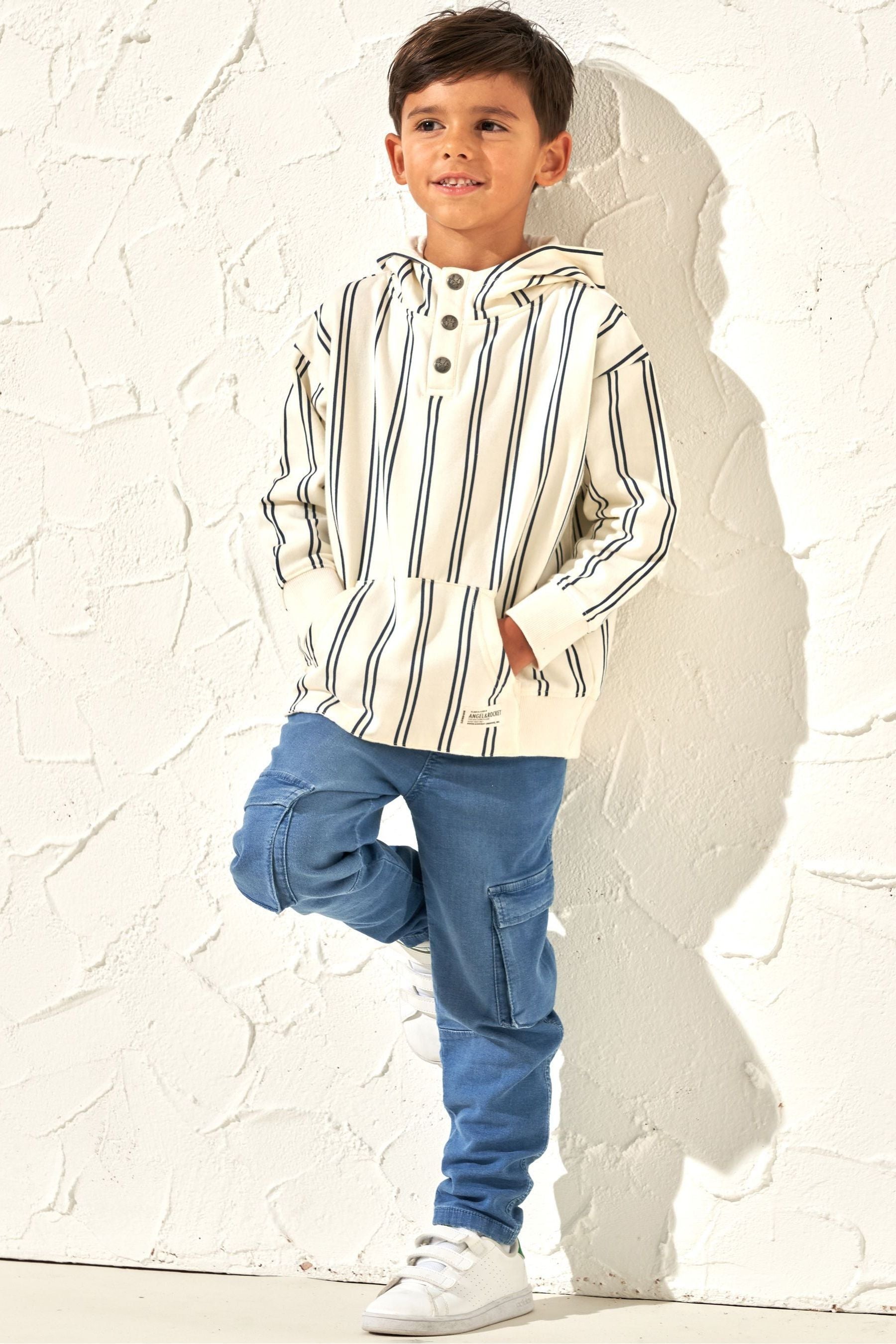 Natural Angel & Rocket Henry Stripe Hoodie