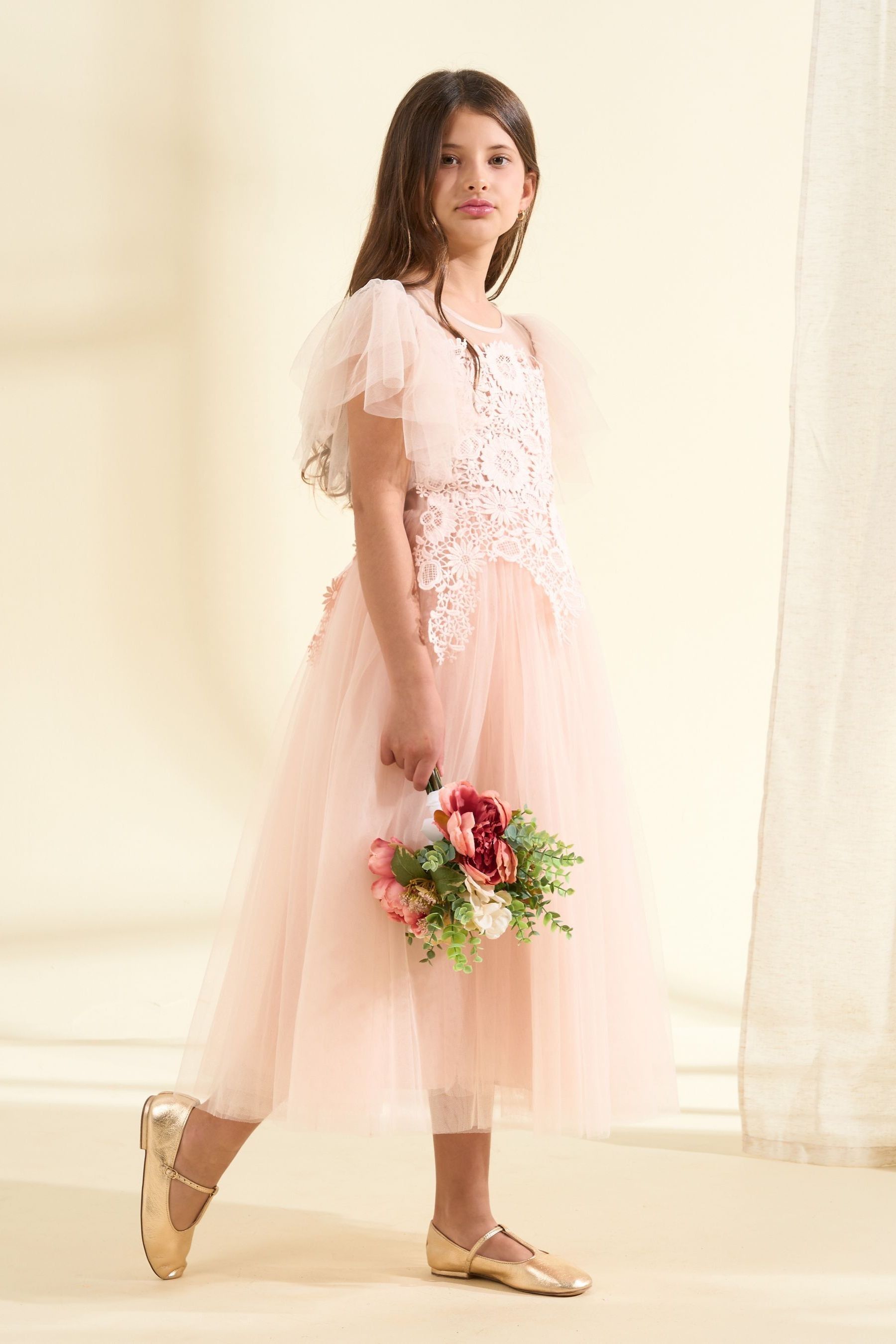 Angel & Rocket Pink Cascade Lace Anelise Dress