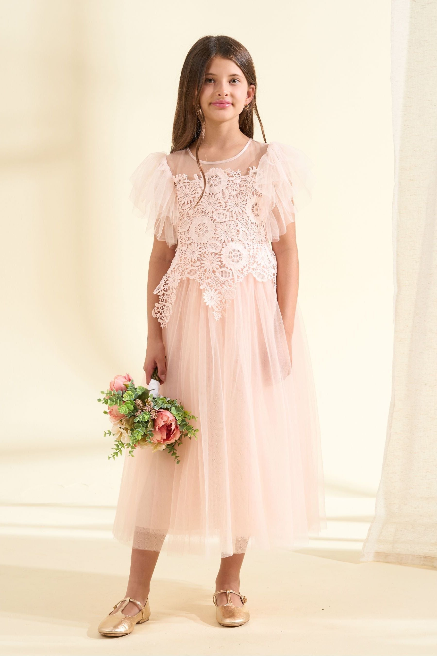 Angel & Rocket Pink Cascade Lace Anelise Dress