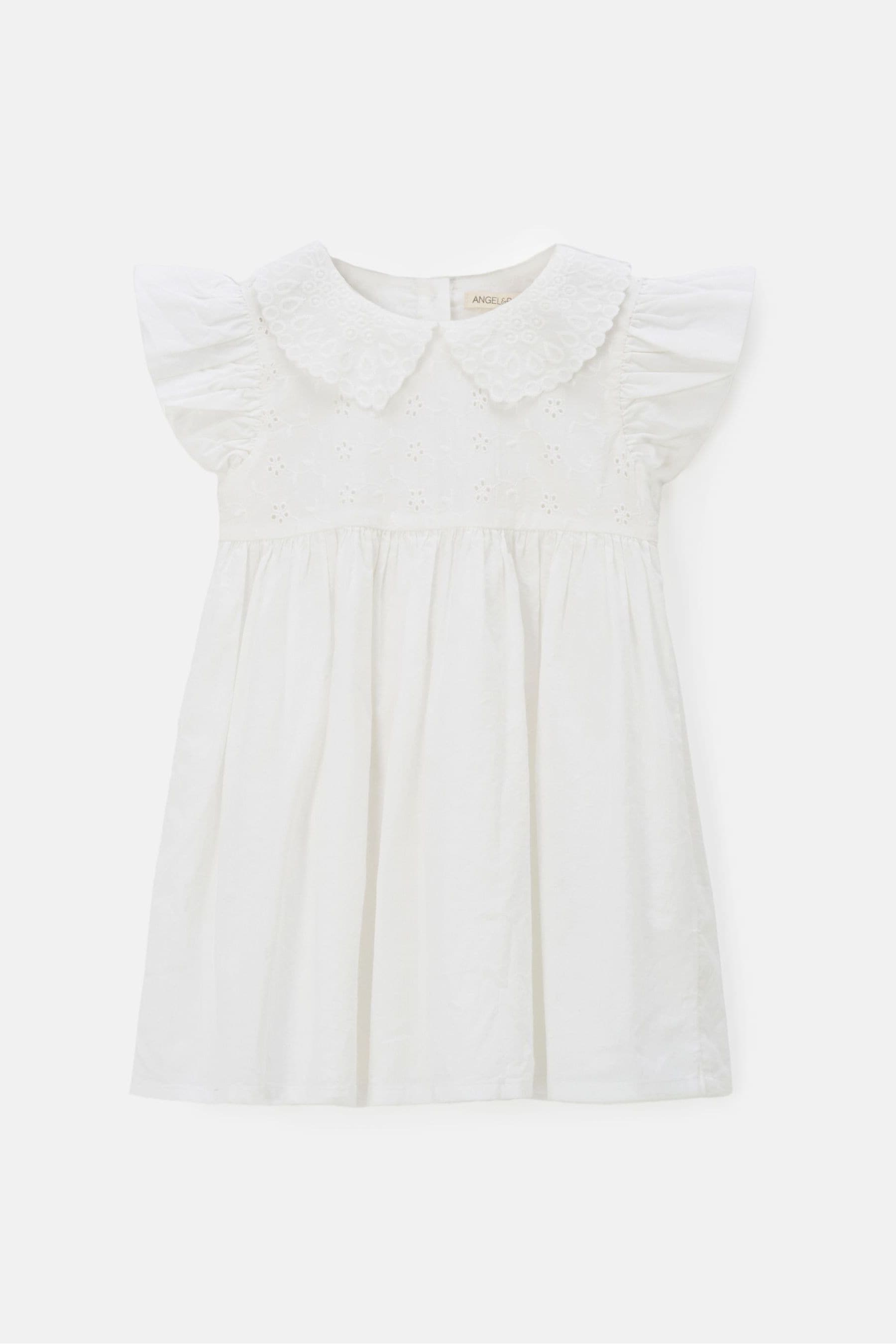 White Angel & Rocket 100% Cotton Embroidered Collar Molly Dress