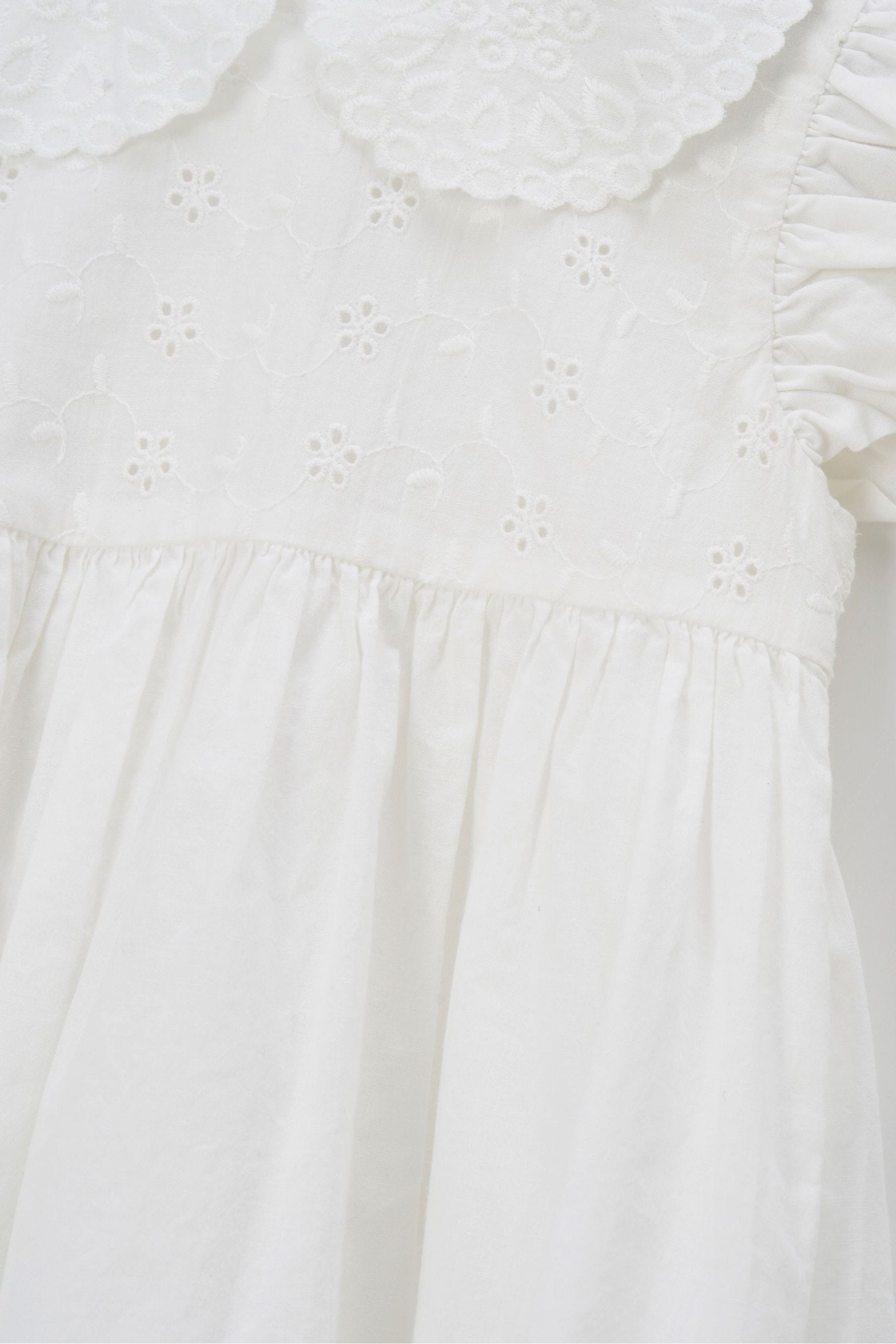 White Angel & Rocket 100% Cotton Embroidered Collar Molly Dress