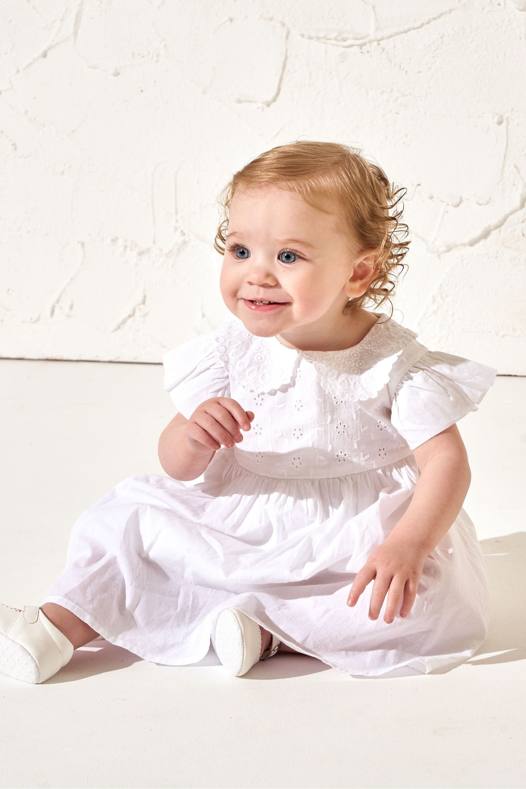 White Angel & Rocket 100% Cotton Embroidered Collar Molly Dress