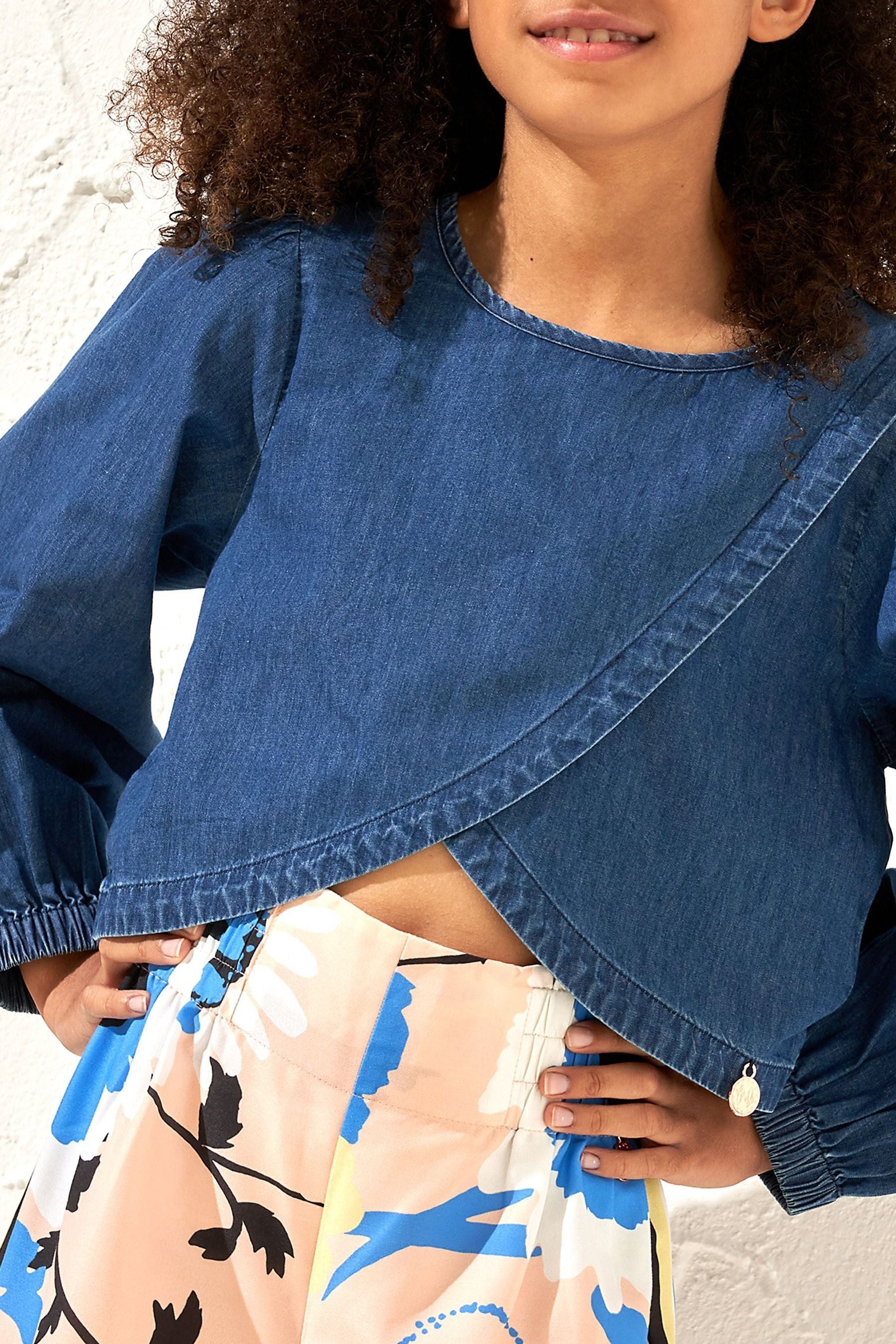 Angel & Rocket Blue Gia Denim Wrap Top